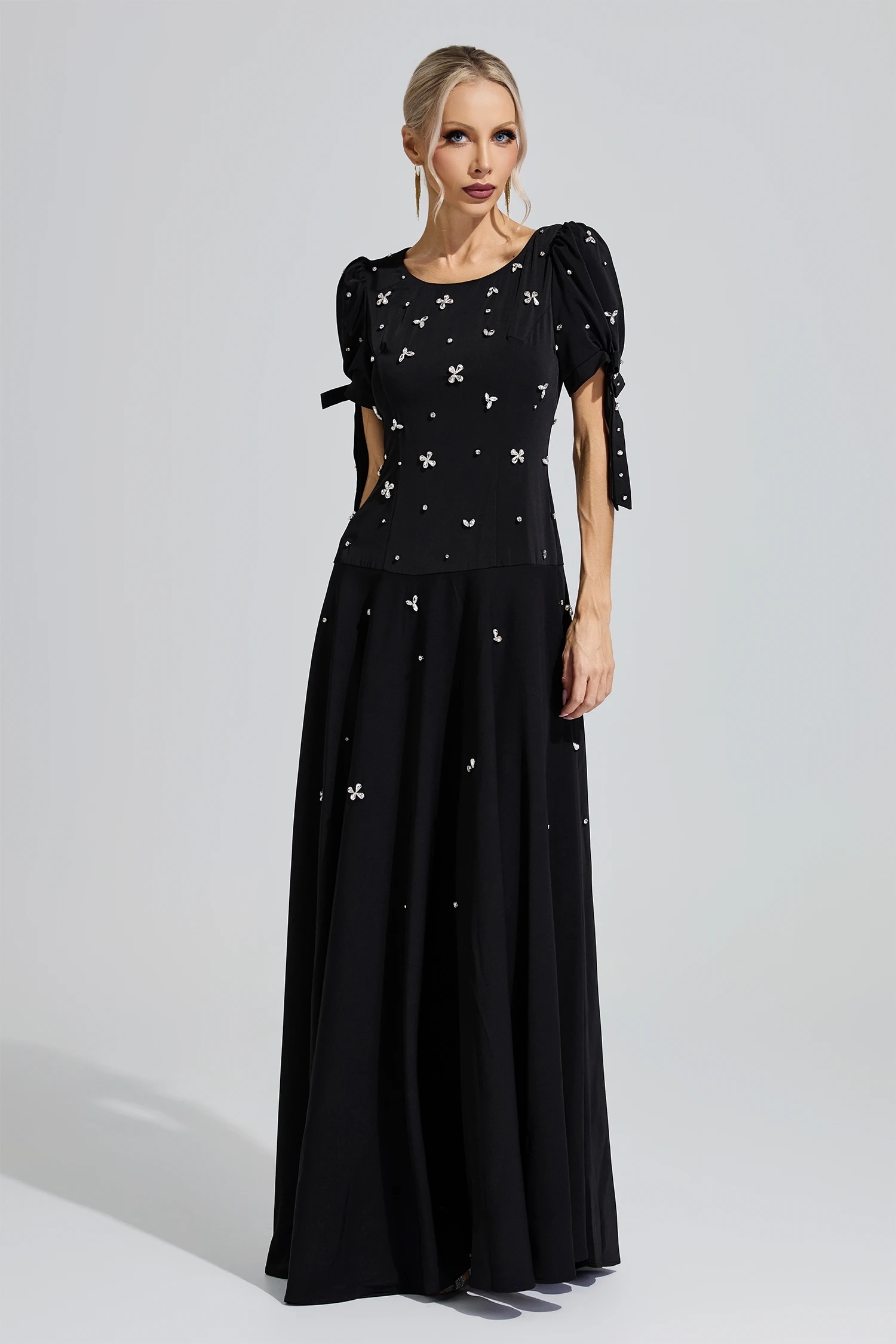 Leopold Black Puff Sleeve Maxi Dress