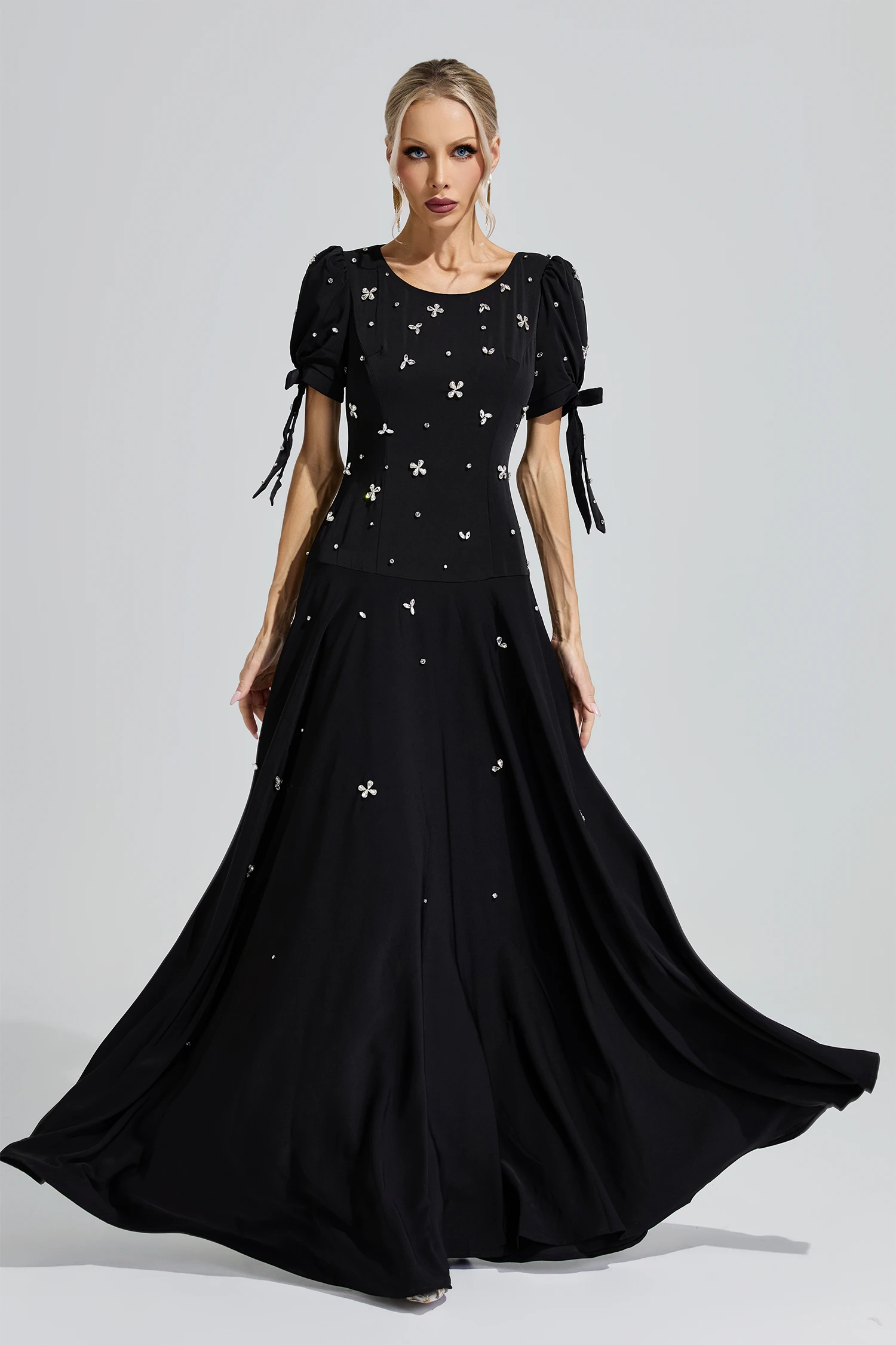 Leopold Black Puff Sleeve Maxi Dress