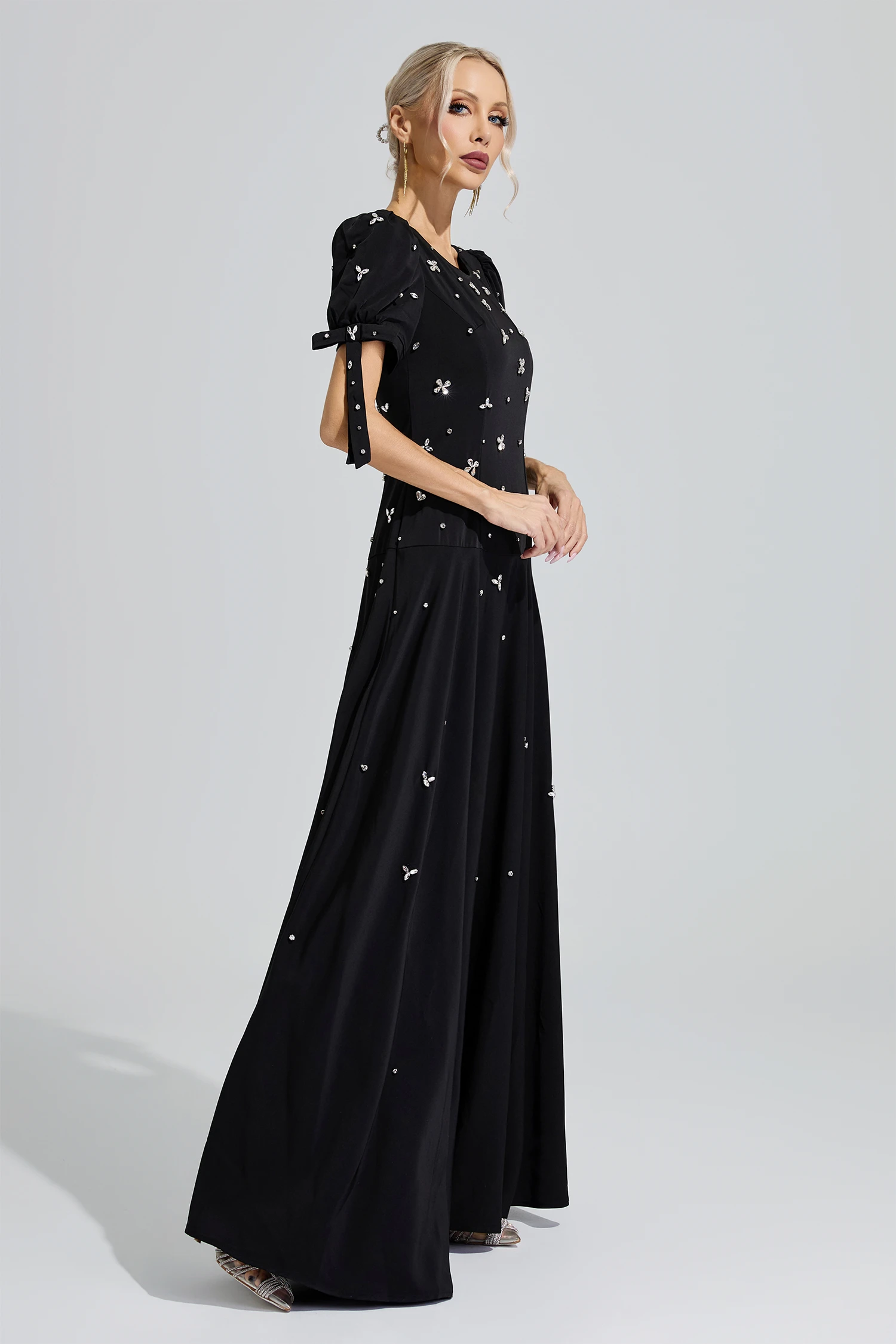 Leopold Black Puff Sleeve Maxi Dress