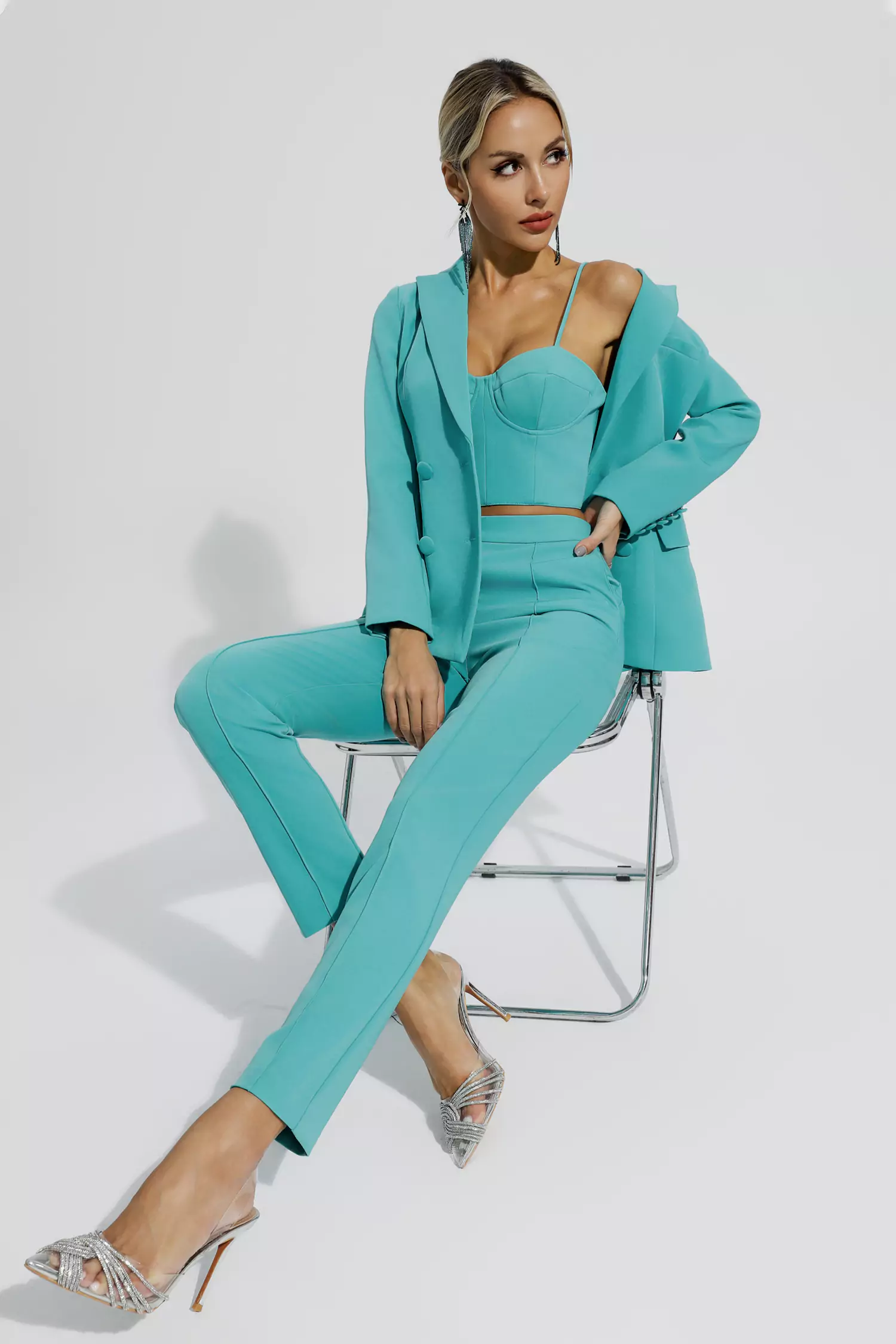 Leslie Blue Blazer Set