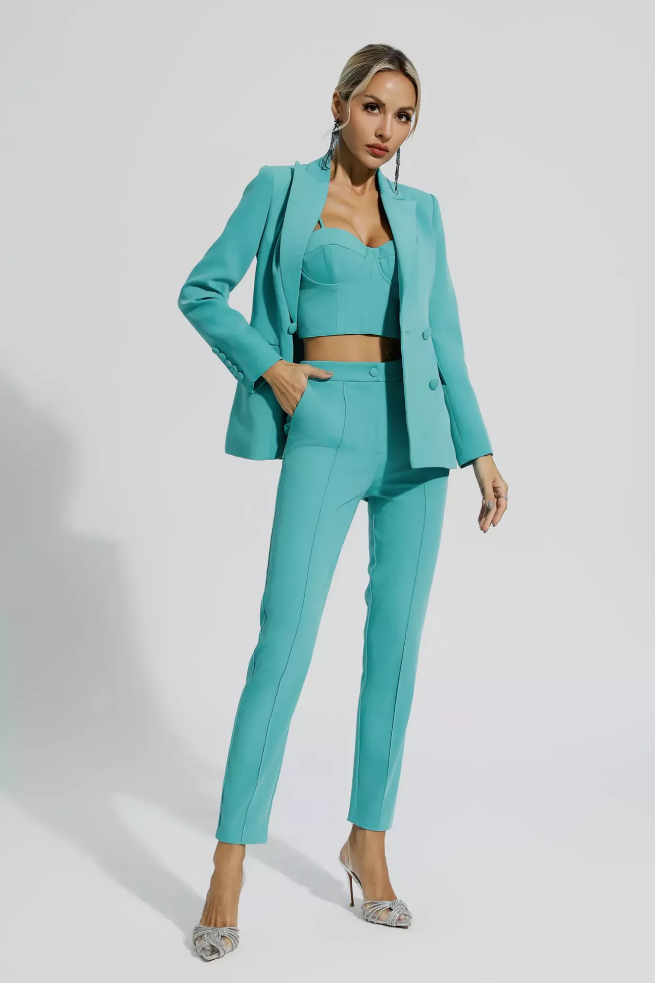 Leslie Blue Blazer Set