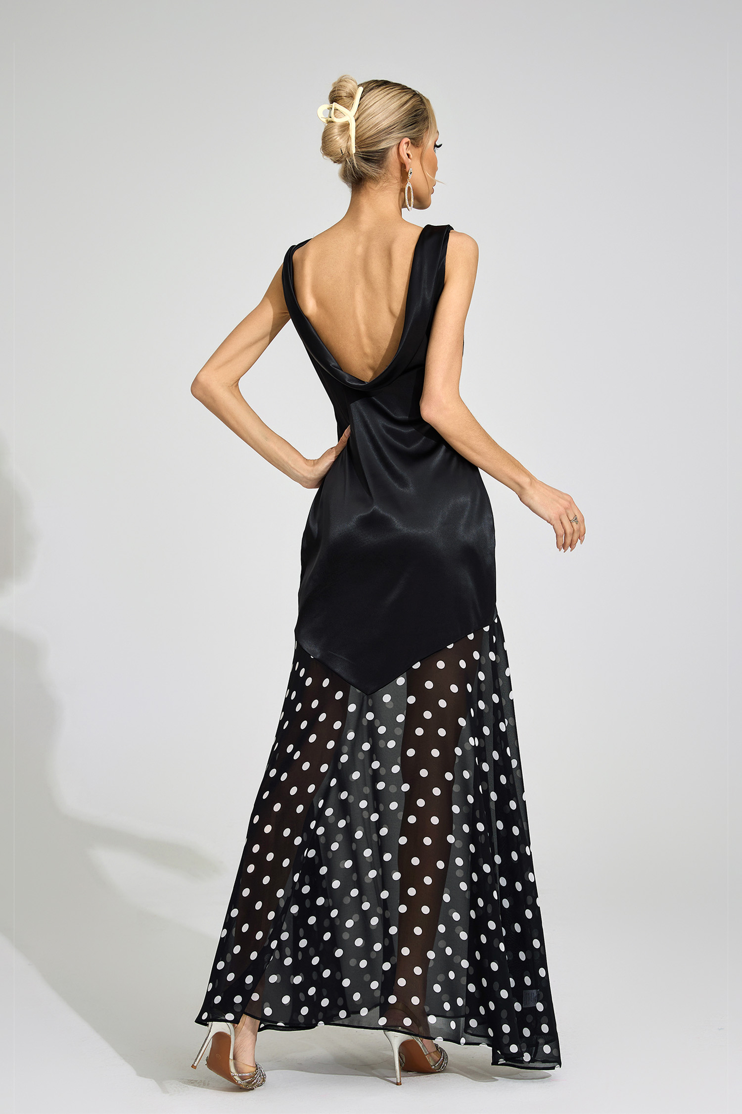 Levee Black Polka Dot Maxi Dress
