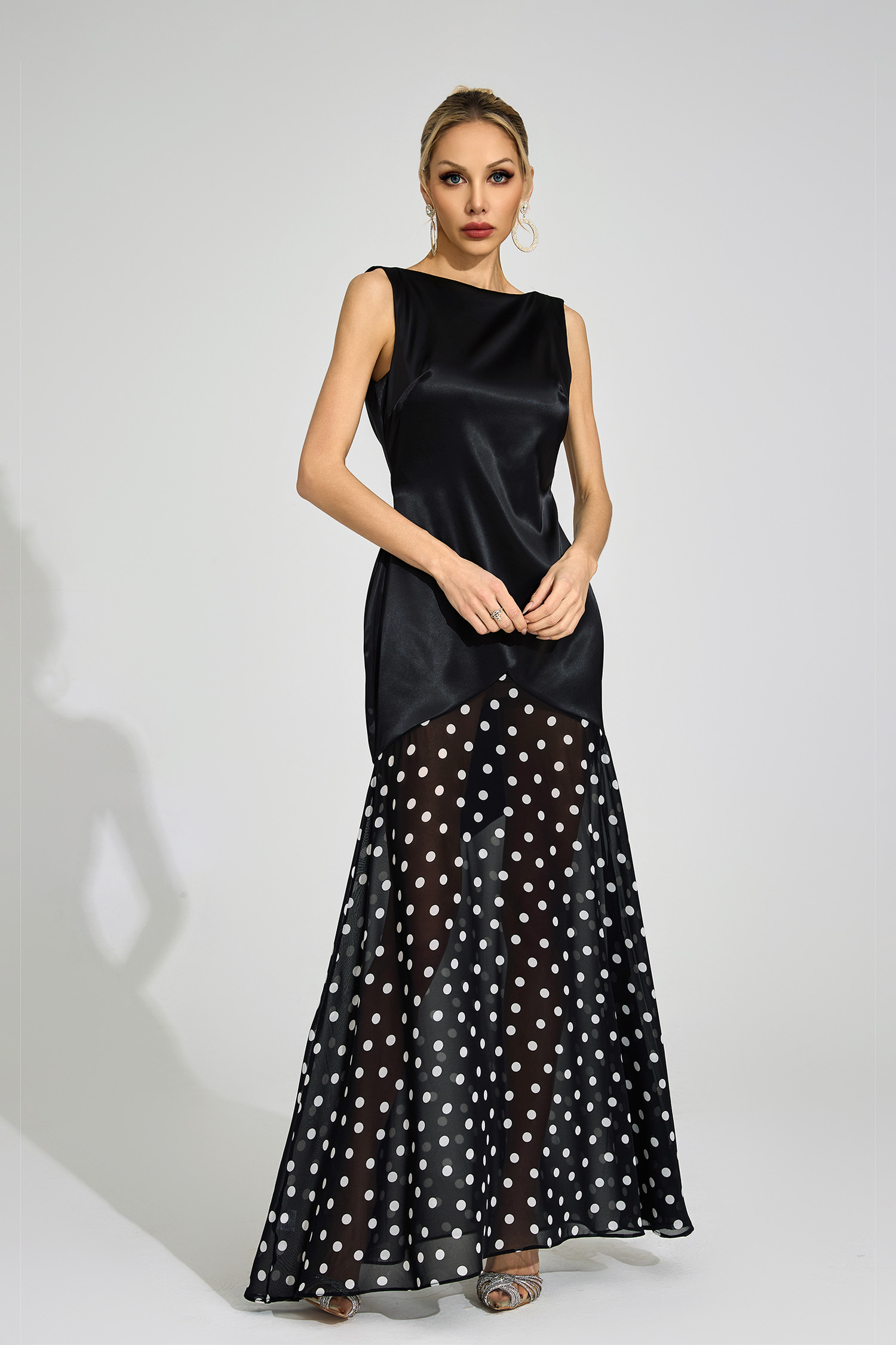Levee Black Polka Dot Maxi Dress