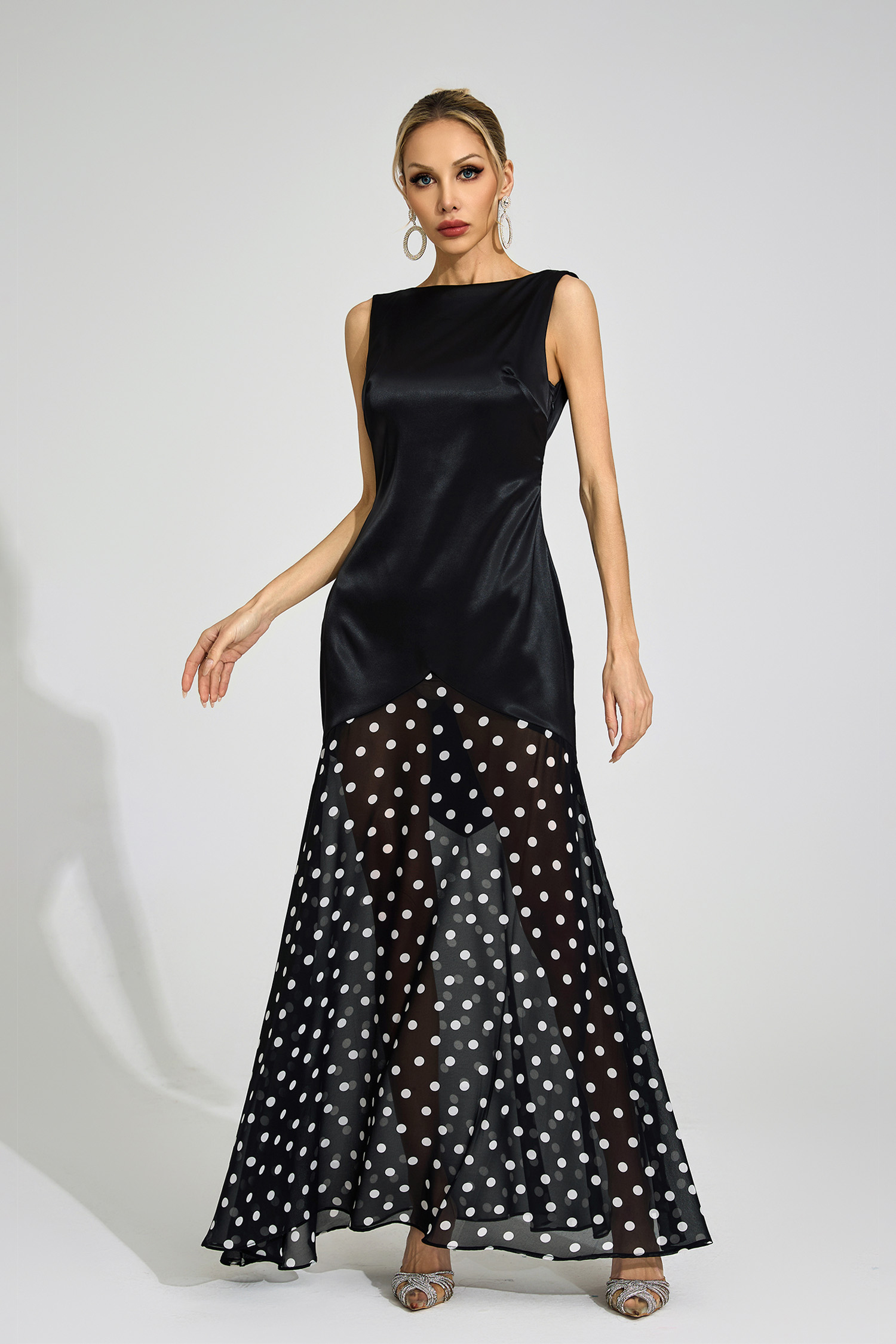 Levee Black Polka Dot Maxi Dress