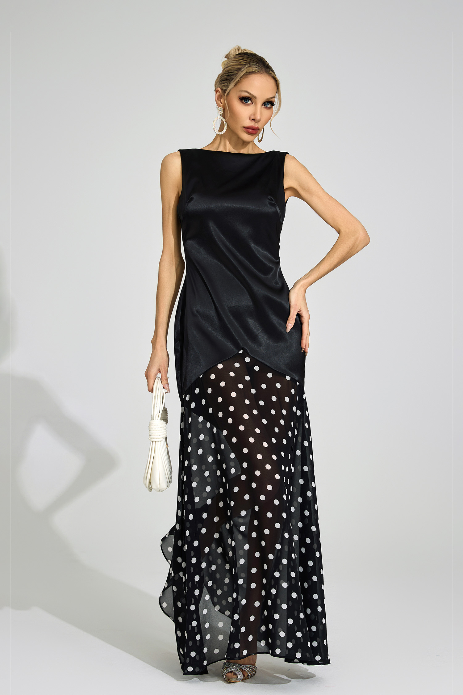 Levee Black Polka Dot Maxi Dress