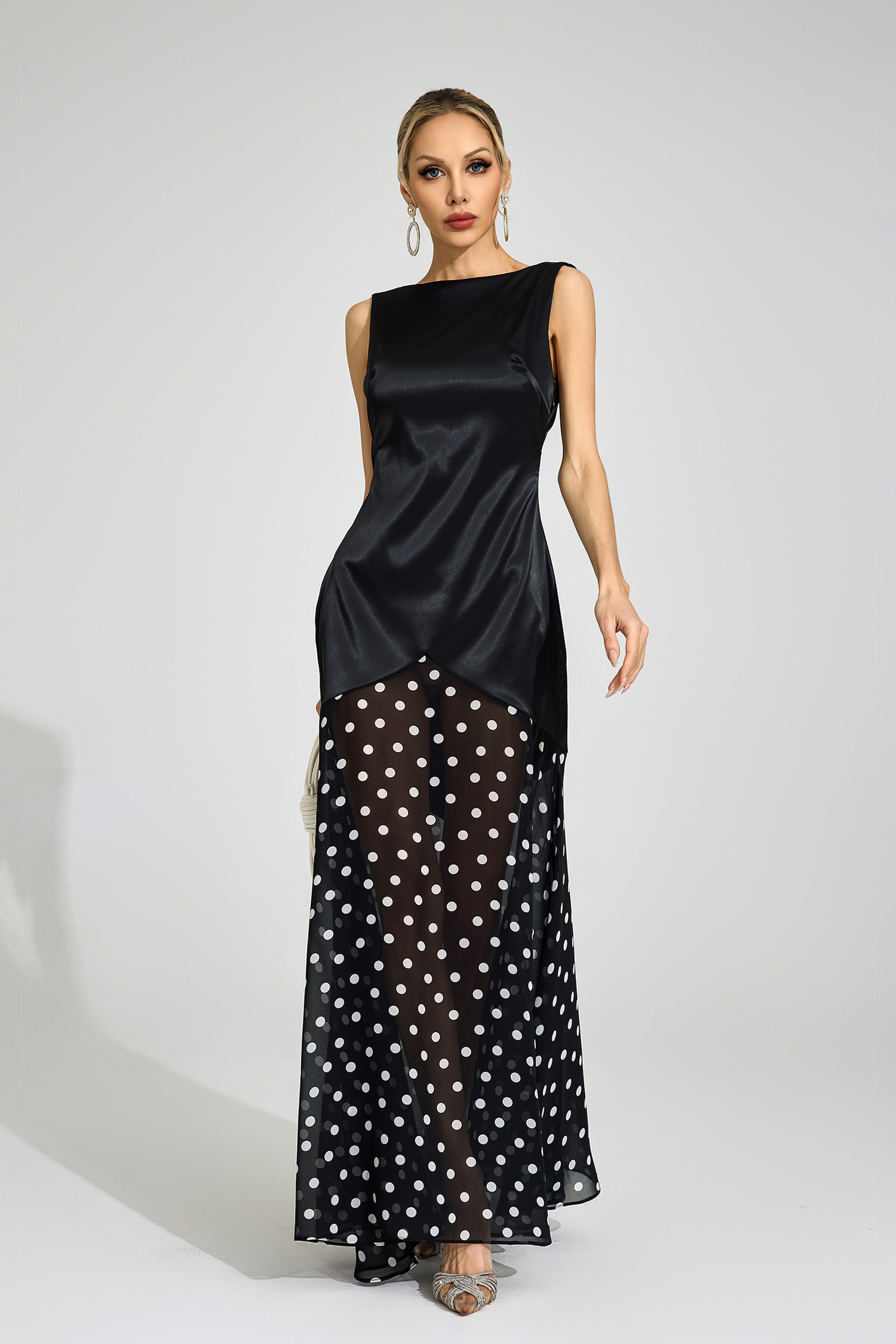 Levee Black Polka Dot Maxi Dress