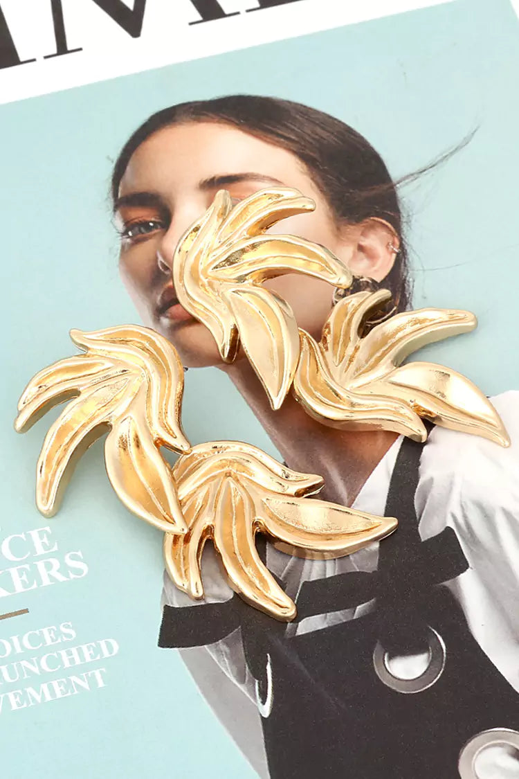 Lia Gold Leaves Earrings-CATCHALL