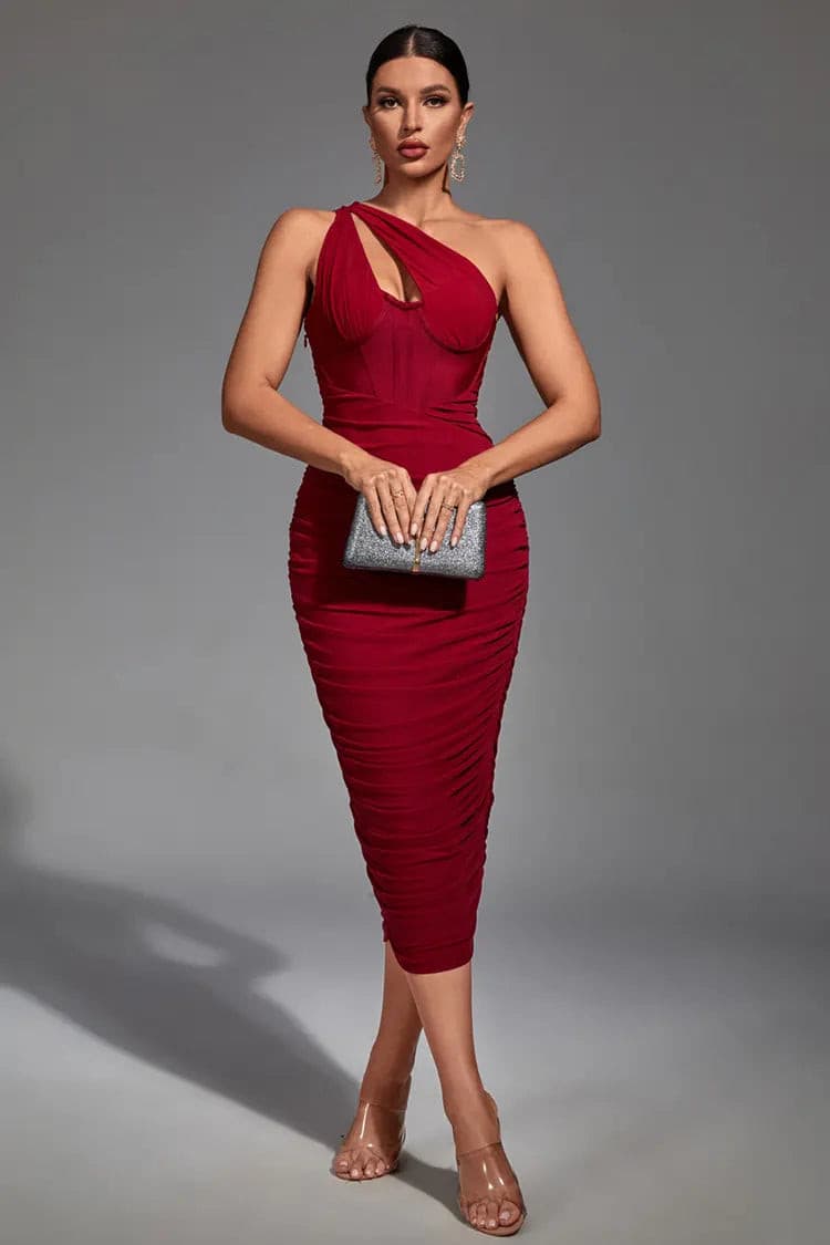 Lila Red Midi Bandage Dress - Catchall