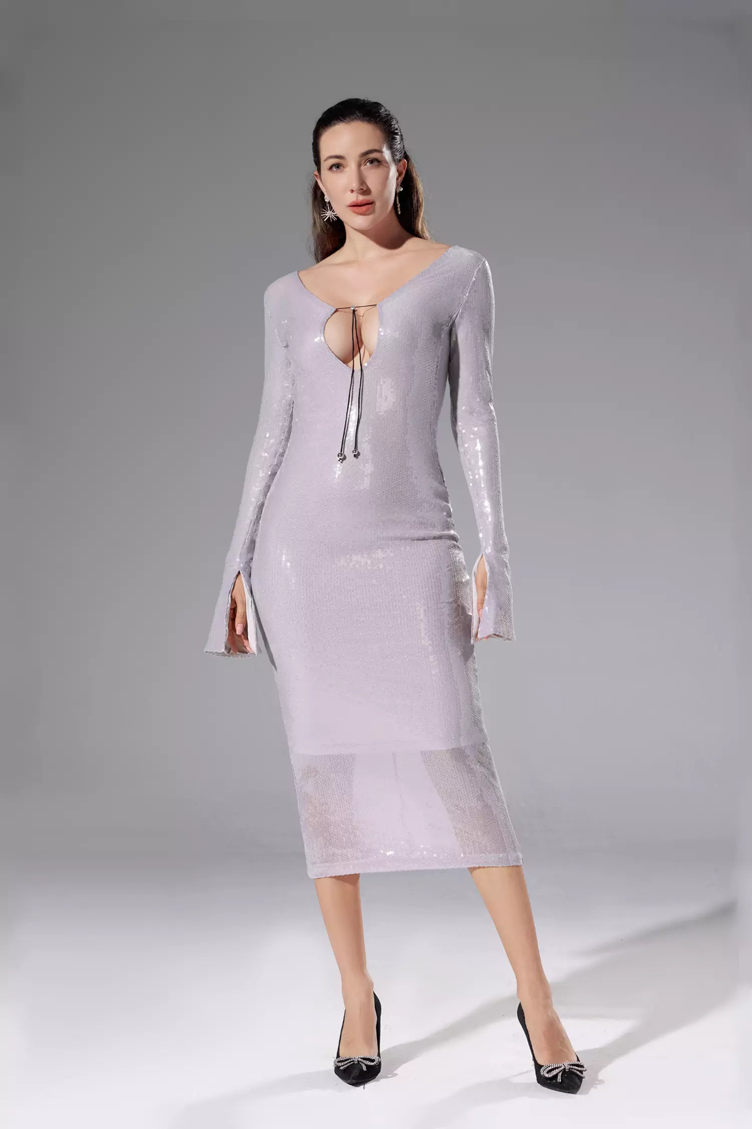 Lilly Light Purple Sequin Maxi Dress-CATCHALL