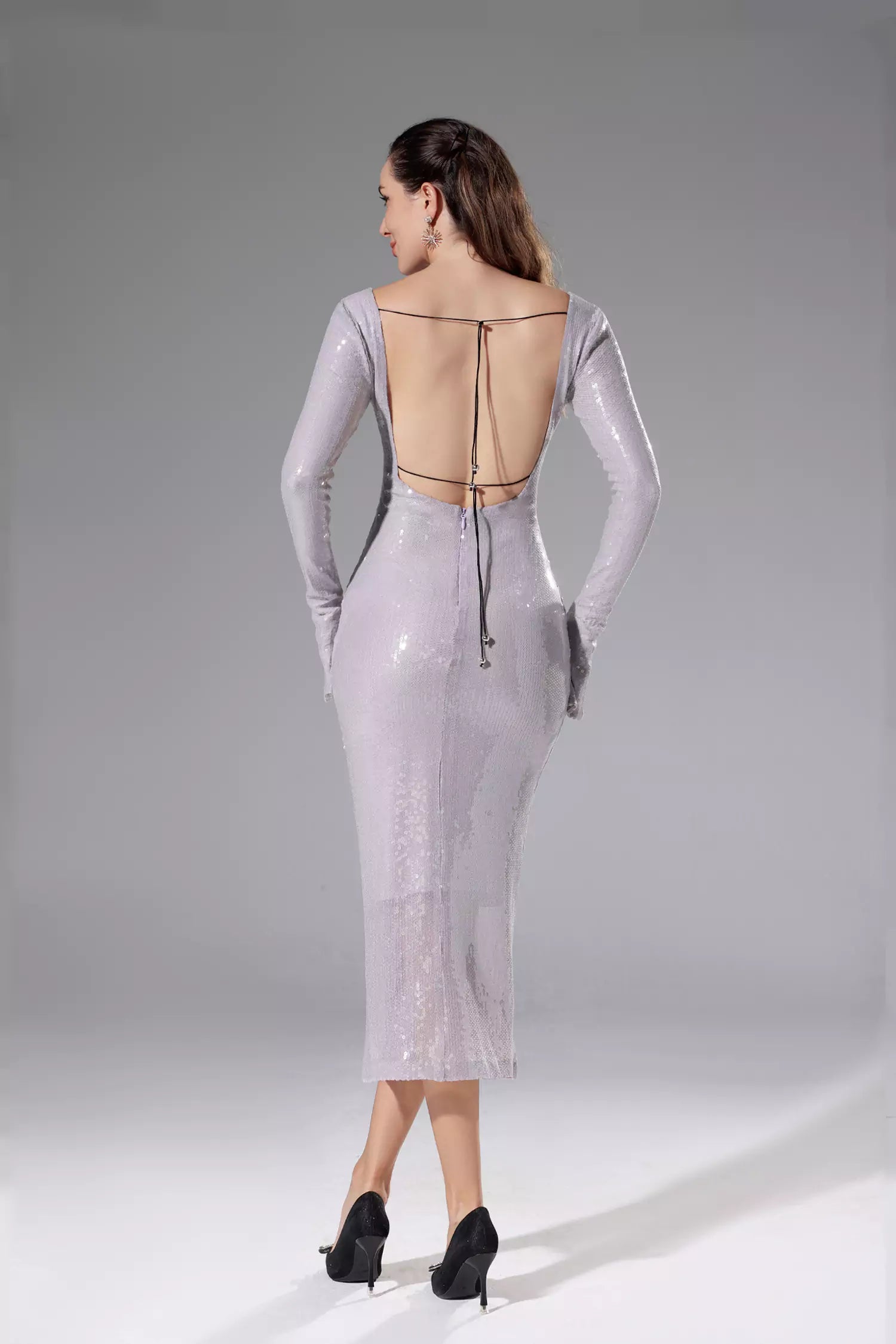 Lilly Light Purple Sequin Maxi Dress-CATCHALL