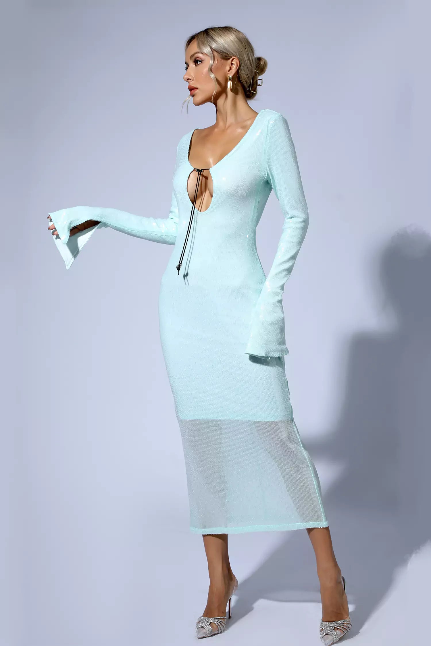 Lilly Teal Sequin Maxi Dress-CATCHALL