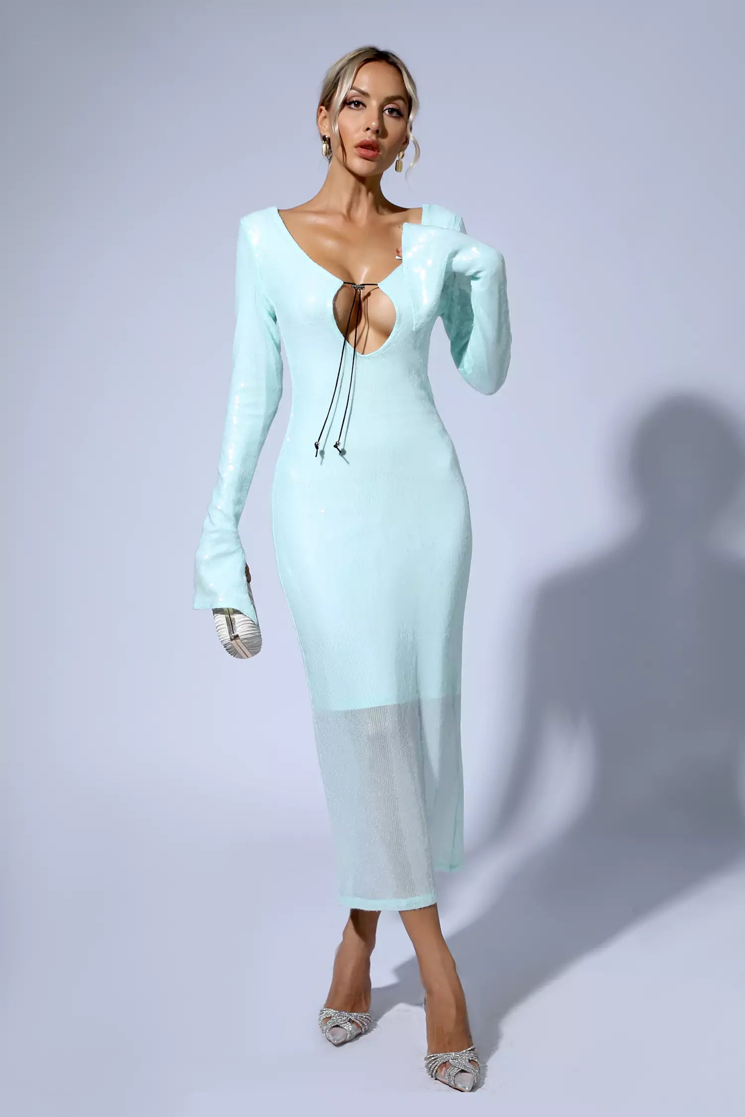 Lilly Teal Sequin Maxi Dress-CATCHALL