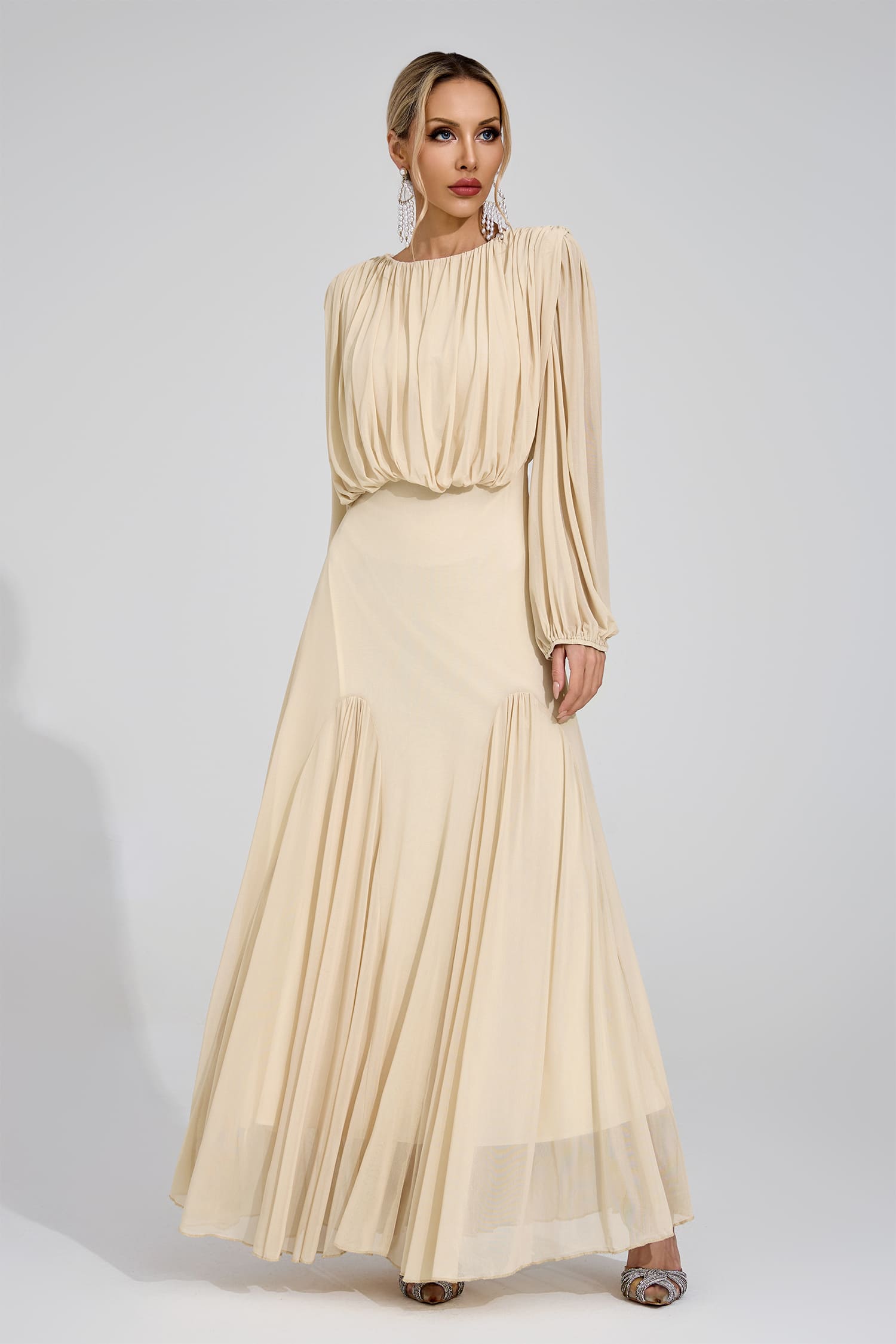 Linnea Yellow Pleated Maxi Dress