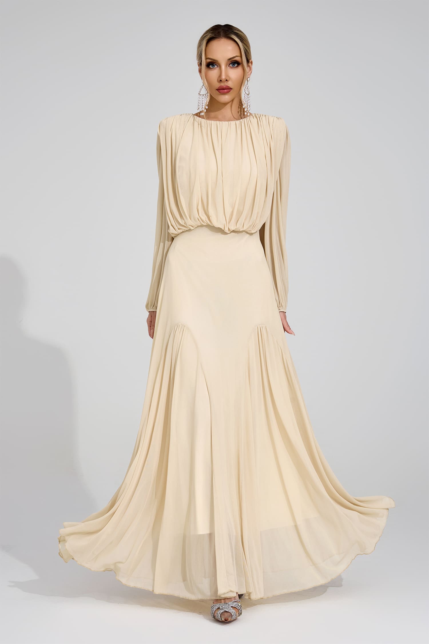 Linnea Yellow Pleated Maxi Dress
