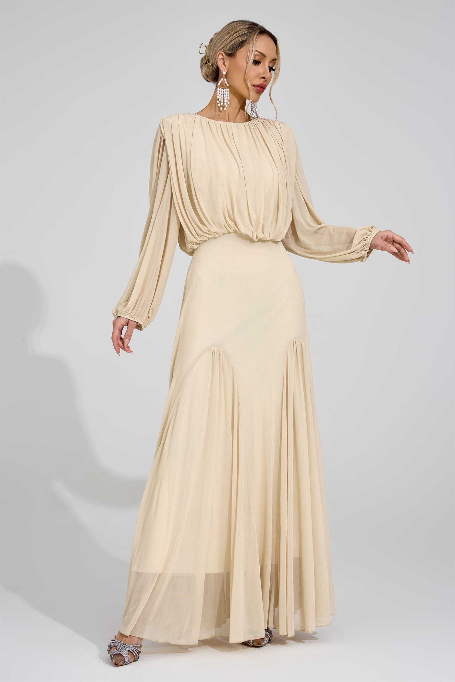 Linnea Yellow Pleated Maxi Dress