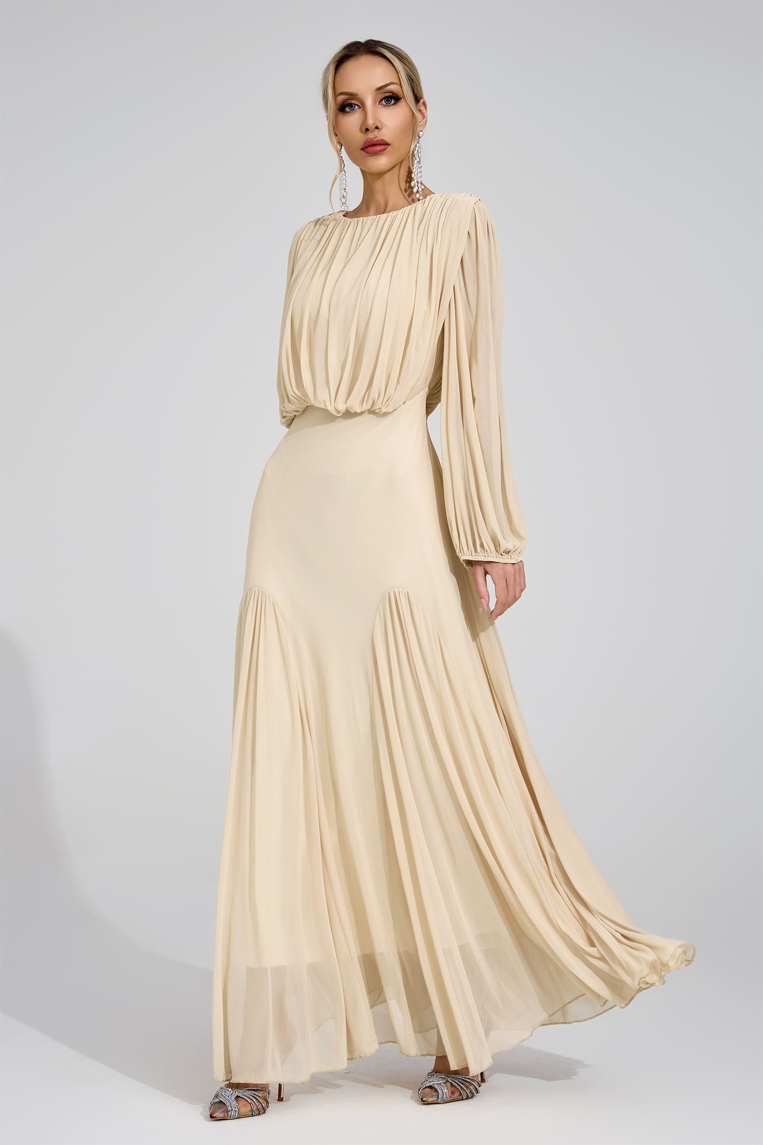 Linnea Yellow Pleated Maxi Dress