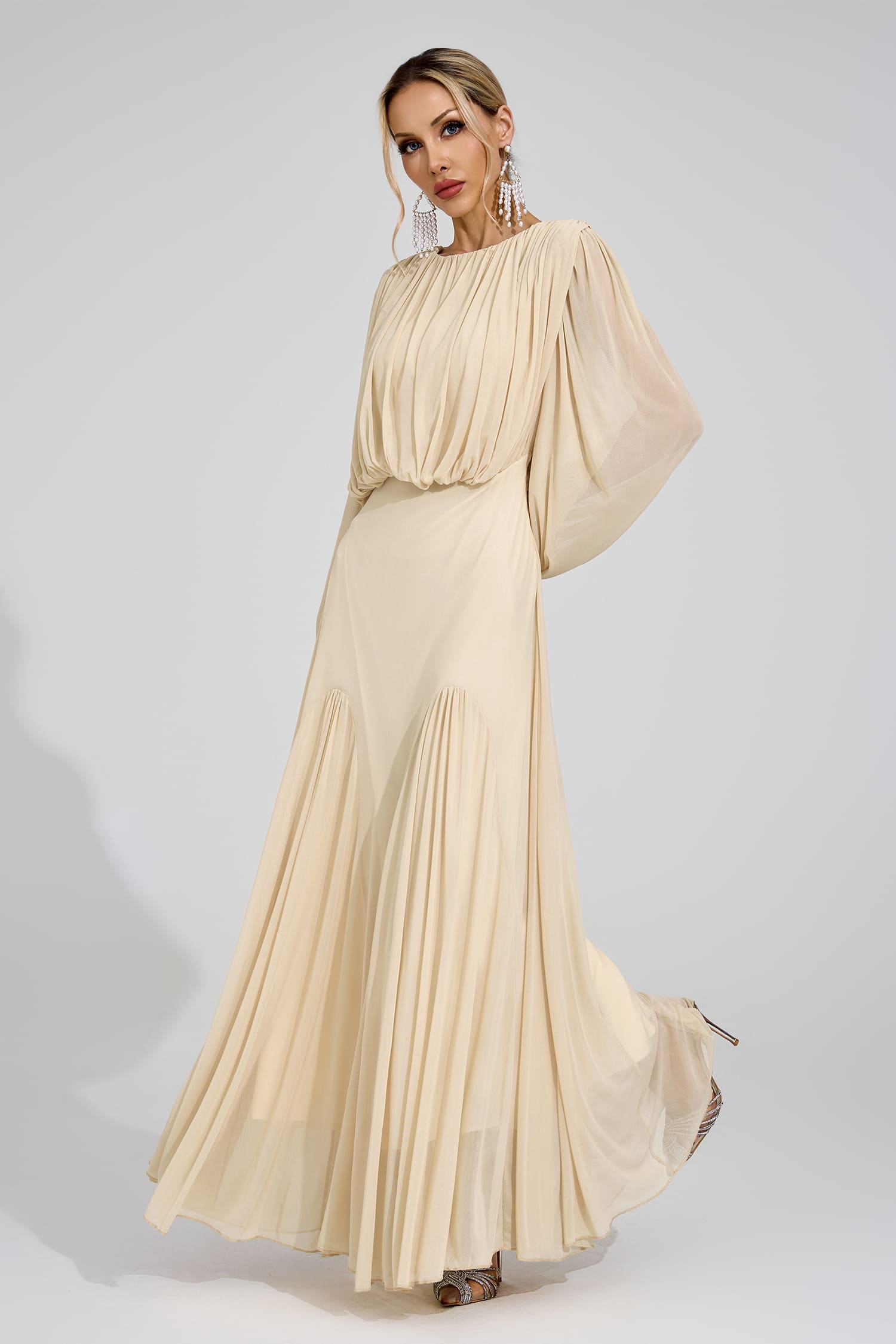 Linnea Yellow Pleated Maxi Dress