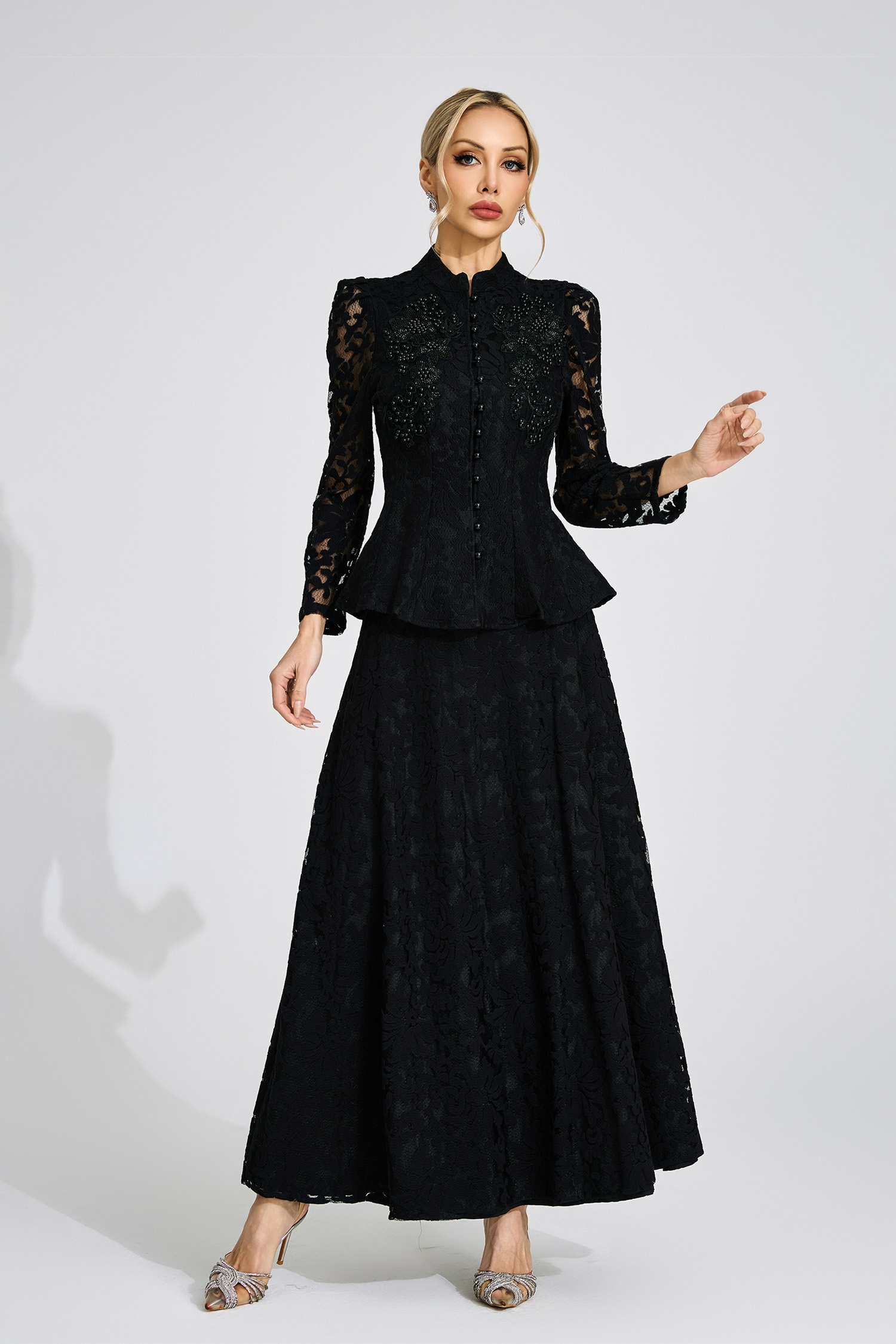 Olwen Black Lace Two Piece Set