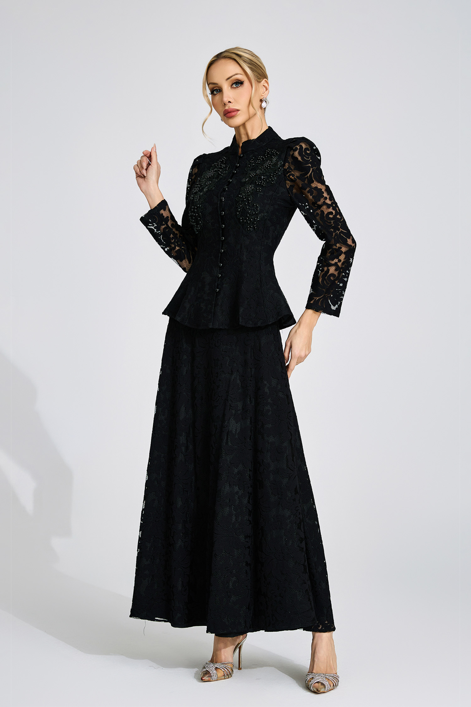 Olwen Black Lace Two Piece Set