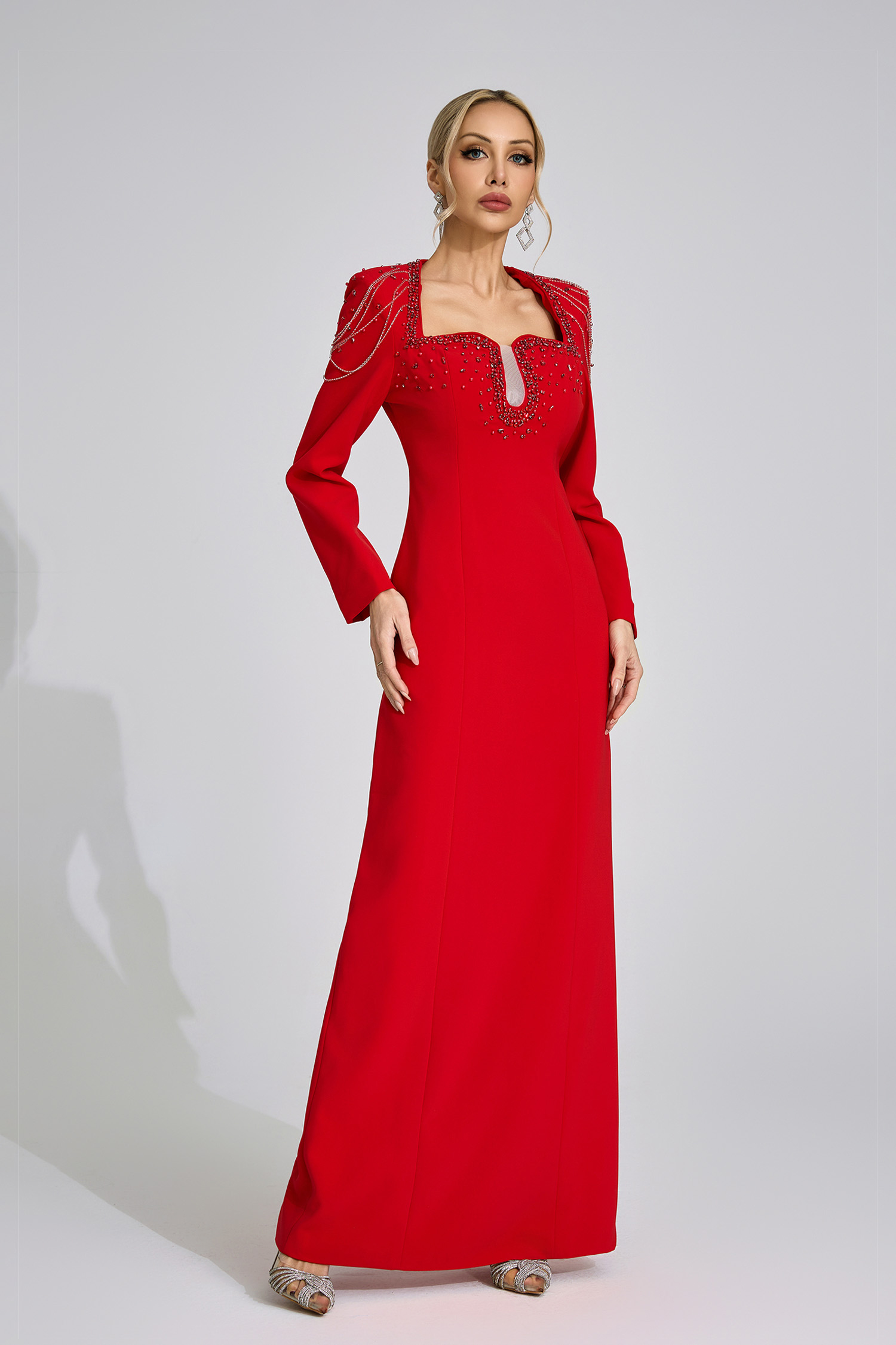 Liora  Red Diamond Maxi Dress