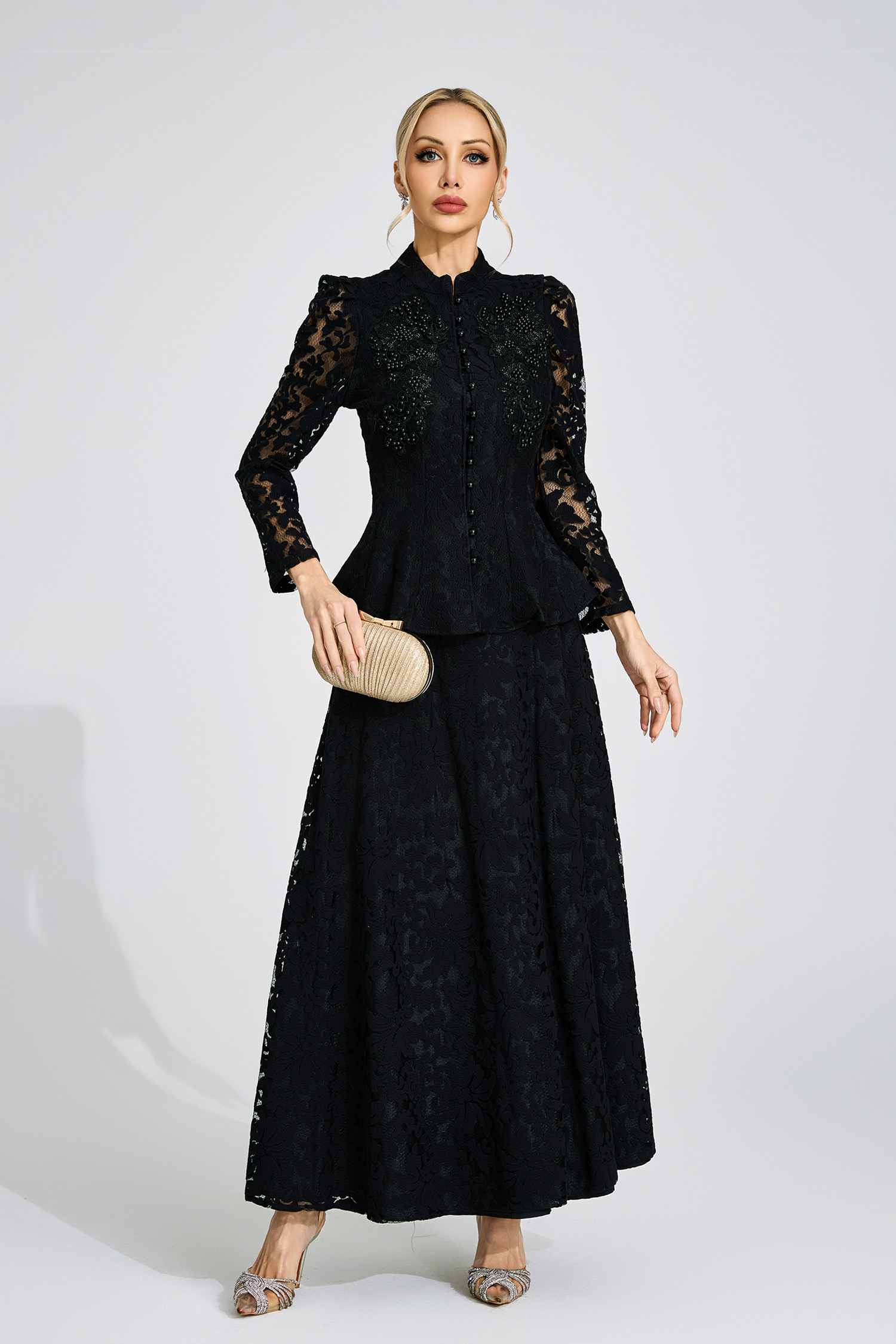 Olwen Black Lace Two Piece Set