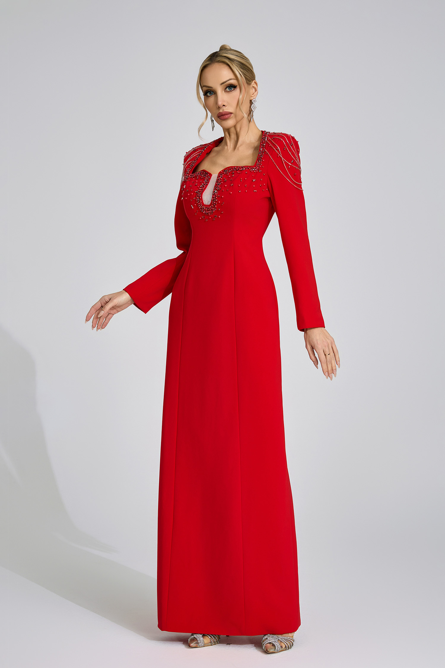 Liora  Red Diamond Maxi Dress
