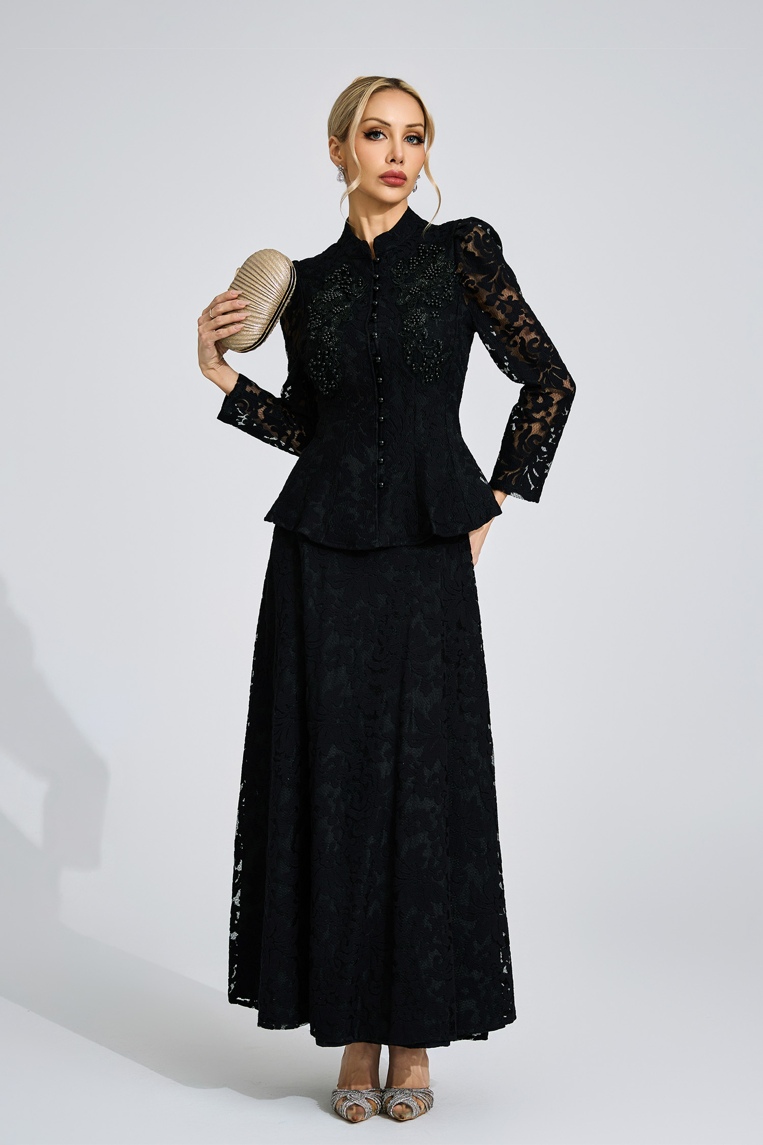 Olwen Black Lace Two Piece Set