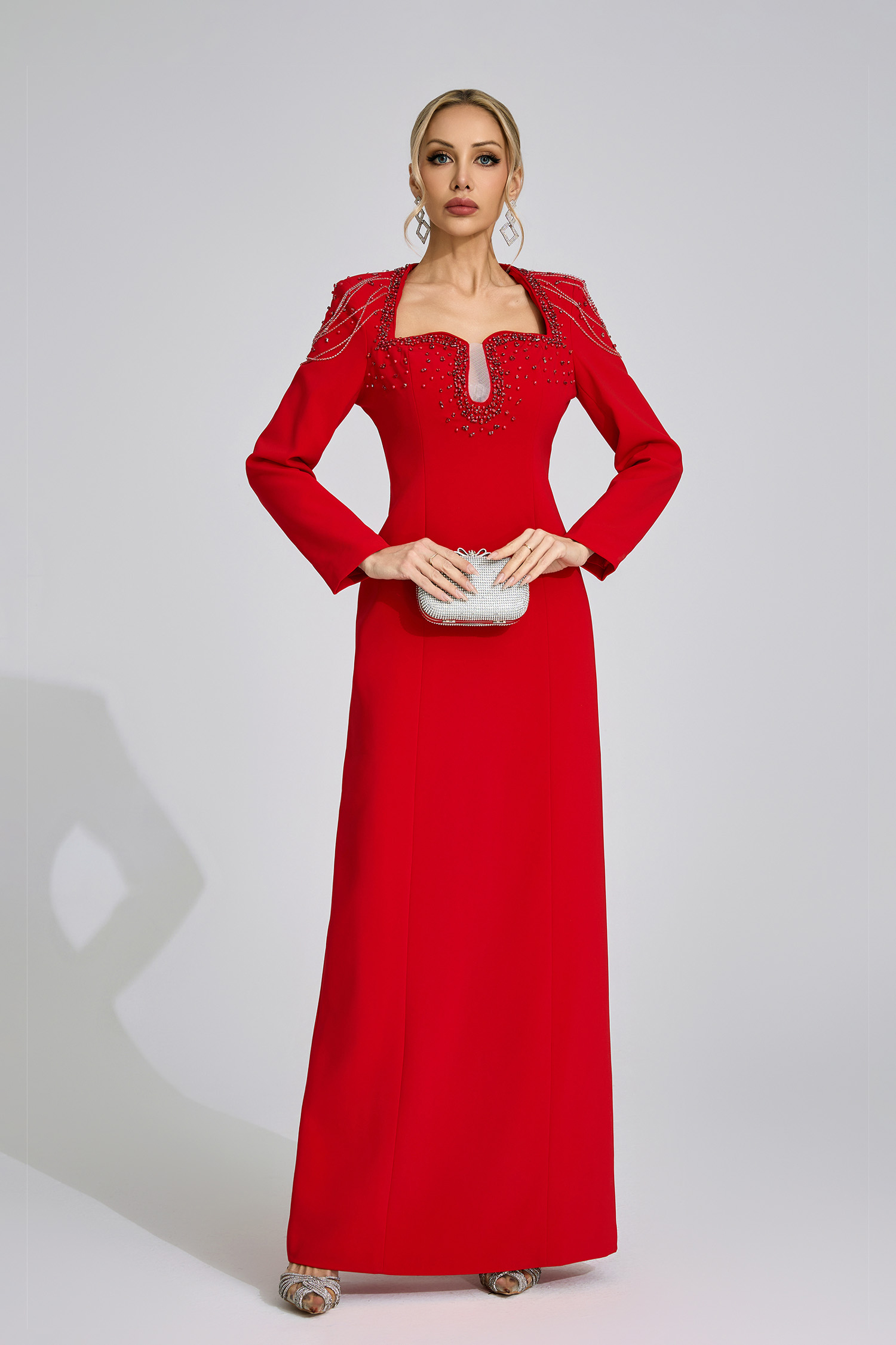 Liora  Red Diamond Maxi Dress