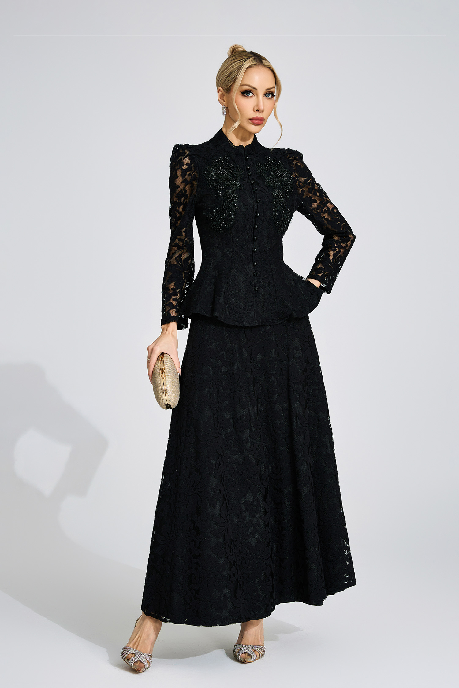 Olwen Black Lace Two Piece Set