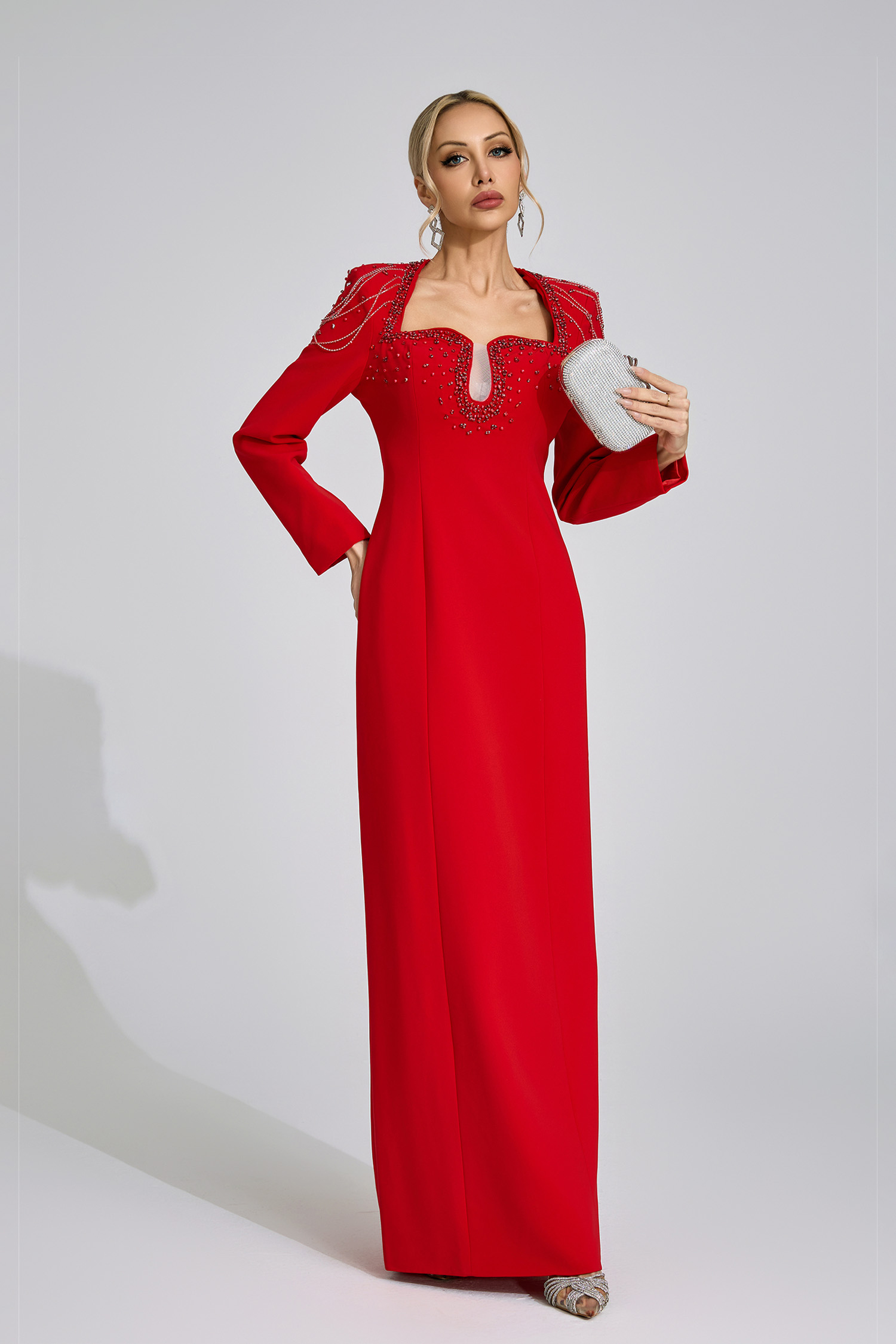 Liora  Red Diamond Maxi Dress