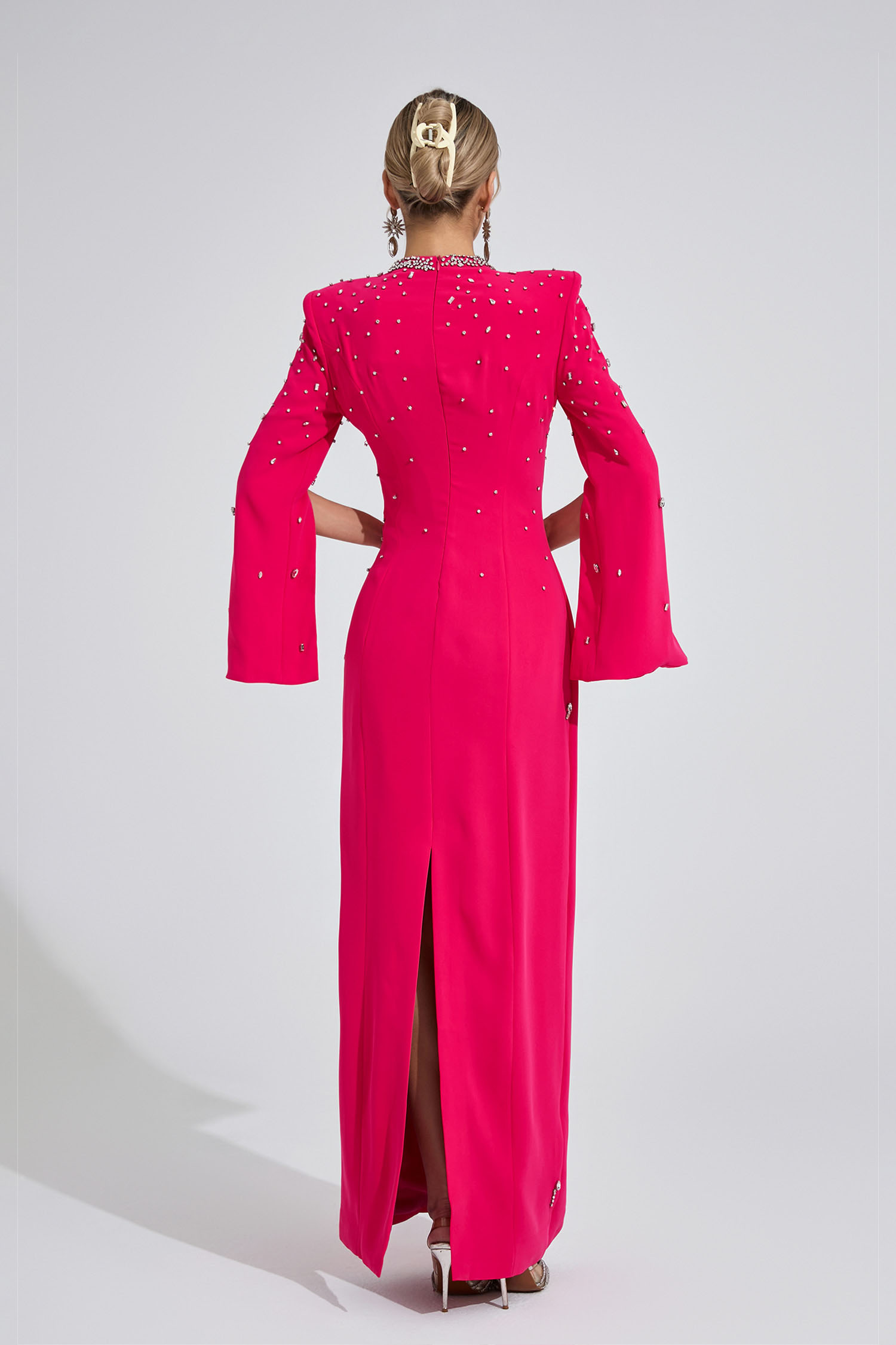 Lleucu Red Beaded Maxi Dress
