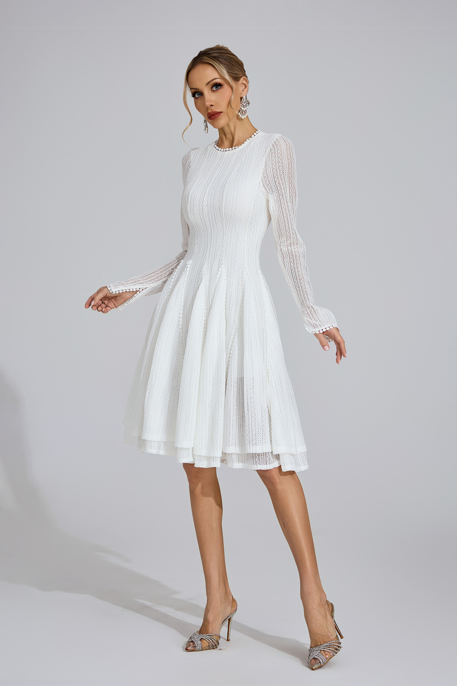 Llinos White Lace Maxi Dress