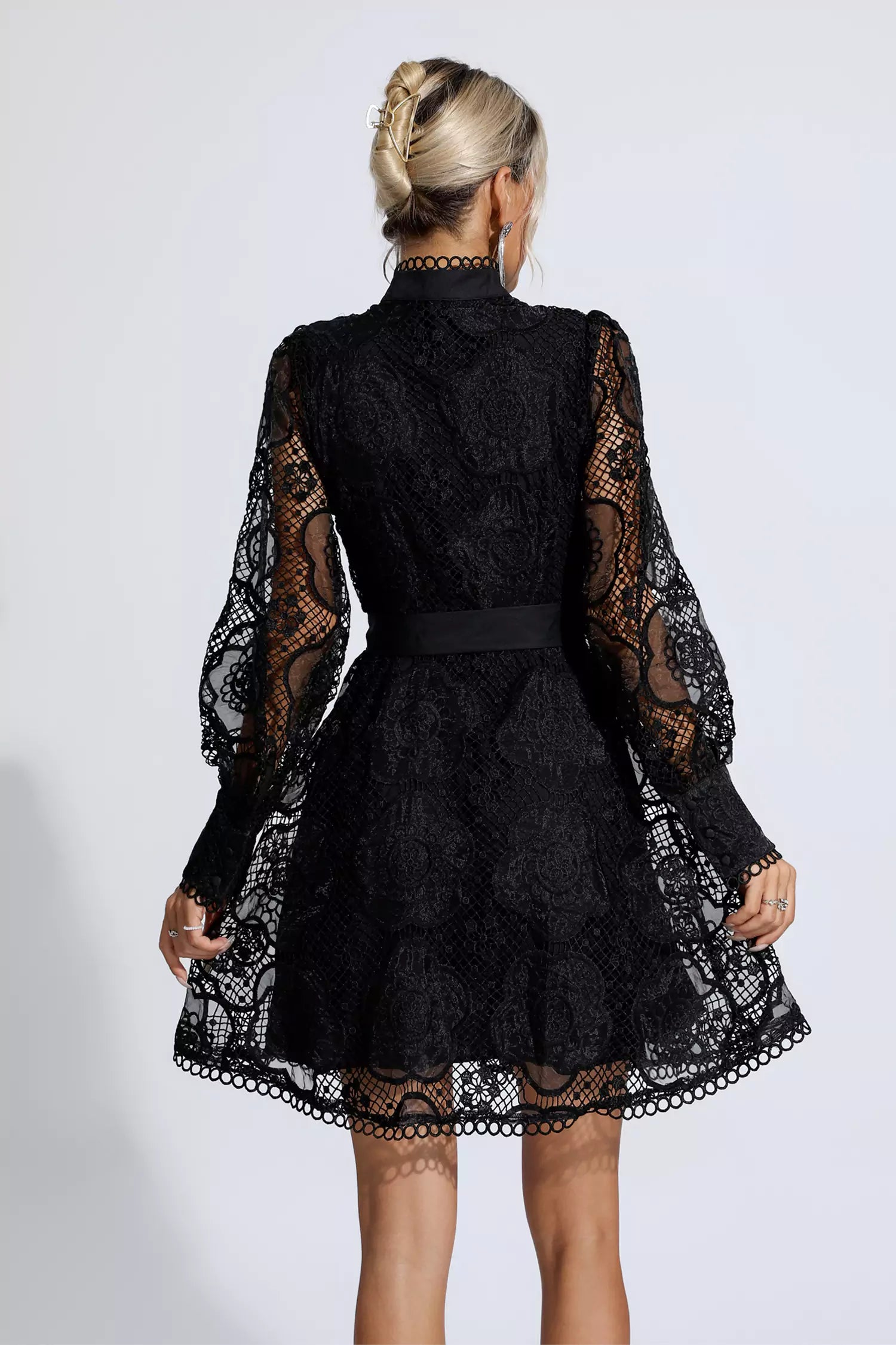 Lorelei Black Lace Jacquard Mini Dress – CATCHALL