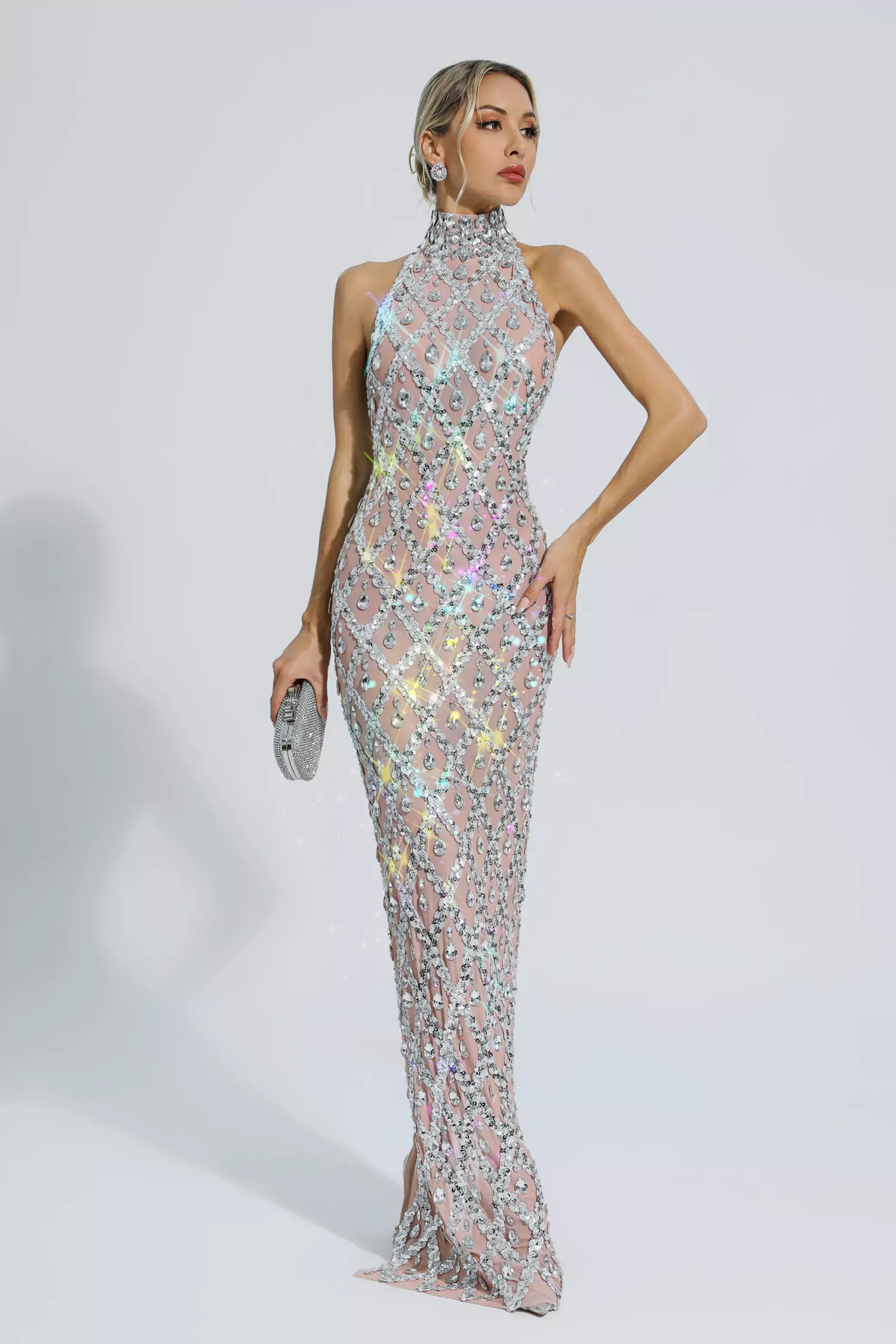 Louise Silver Diamond Maxi Dress