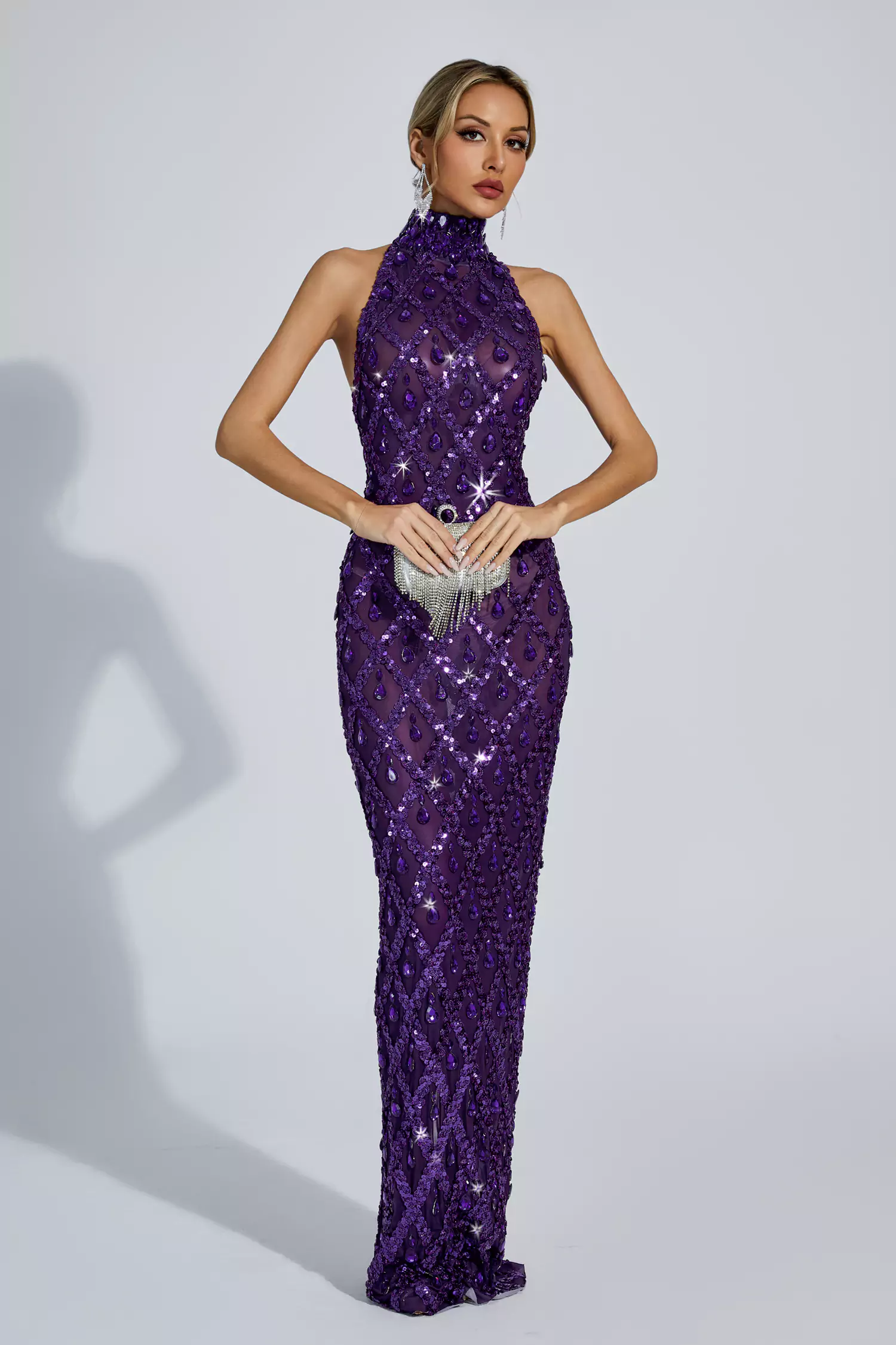 Louise Purple Diamond Maxi Dress