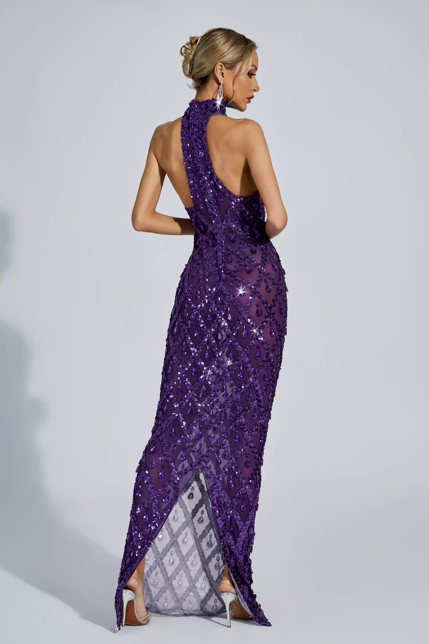 Louise Purple Diamond Maxi Dress-CATCHALL