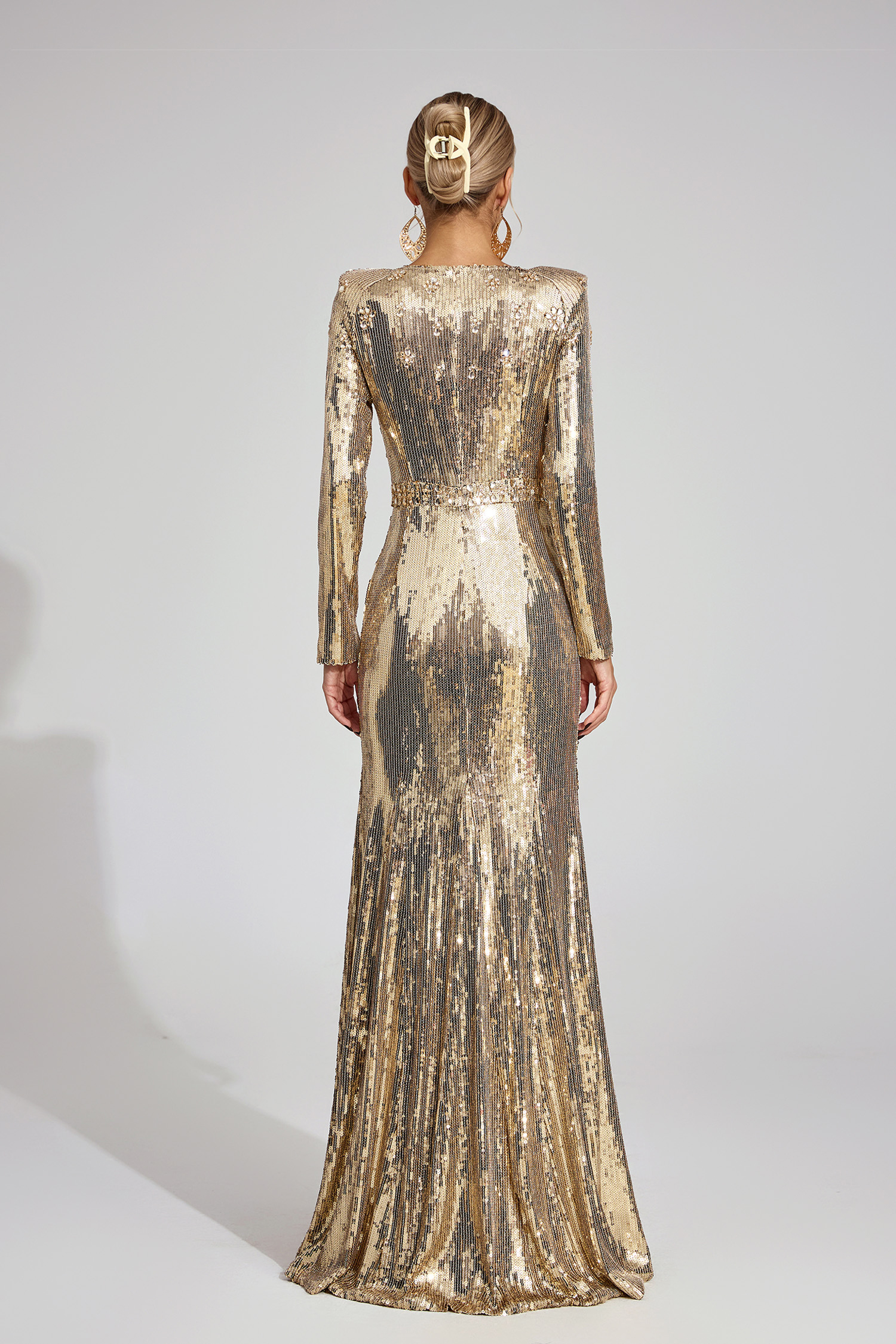 Lowenna Gold Sequined Maxi Dress