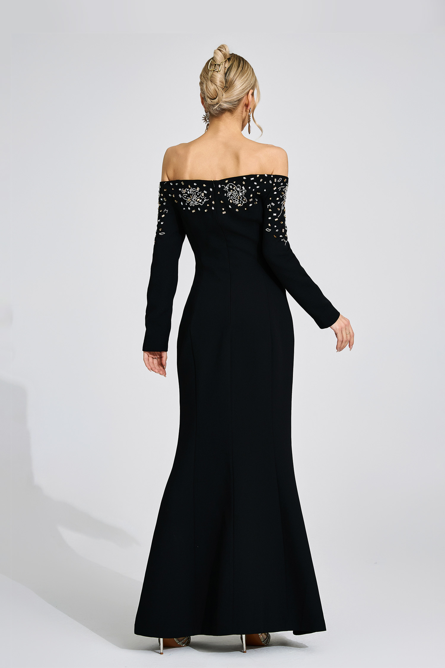 Lowri Black Off-Shoulder Maxi Dress
