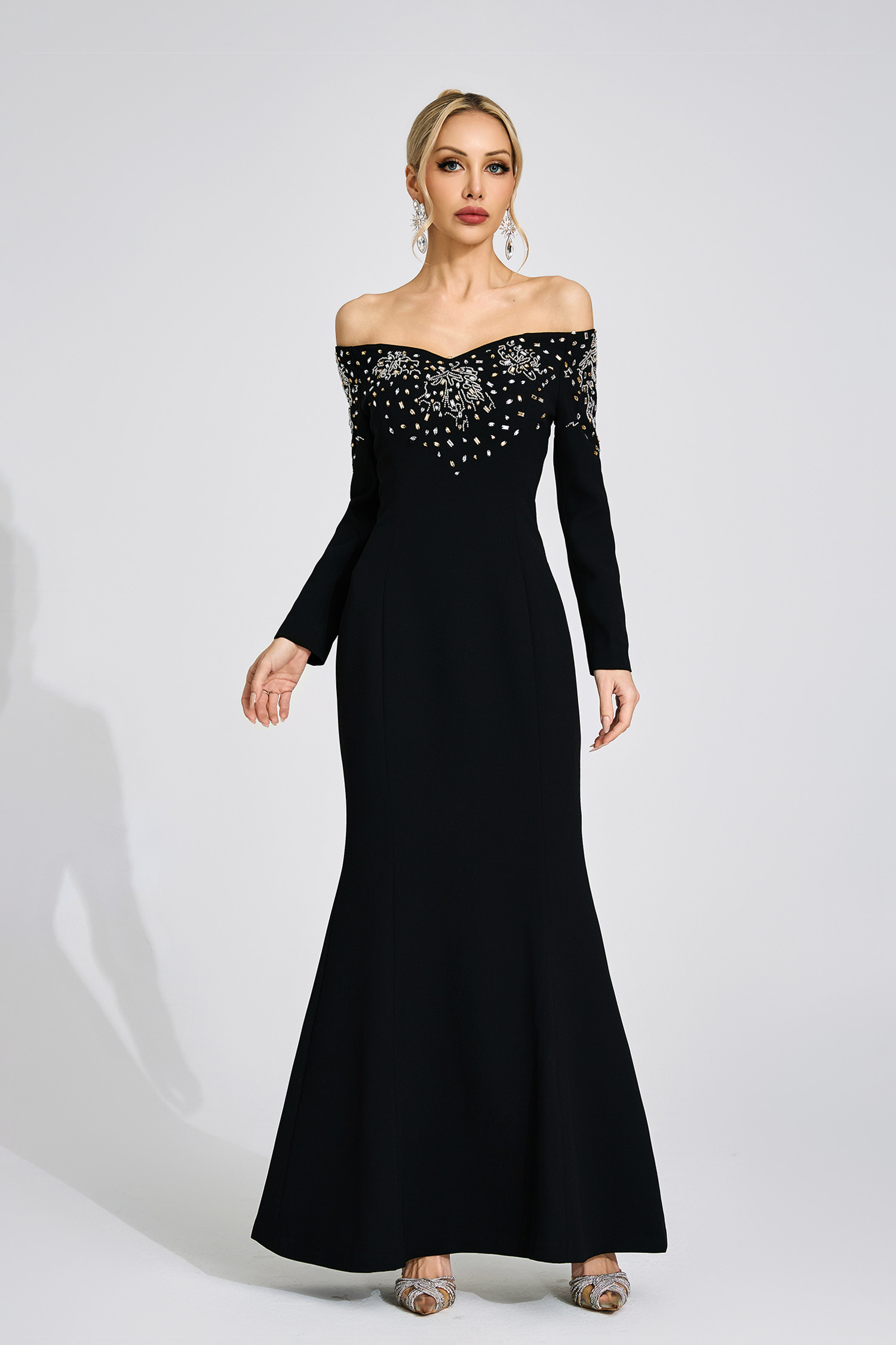 Lowri Black Off-Shoulder Maxi Dress