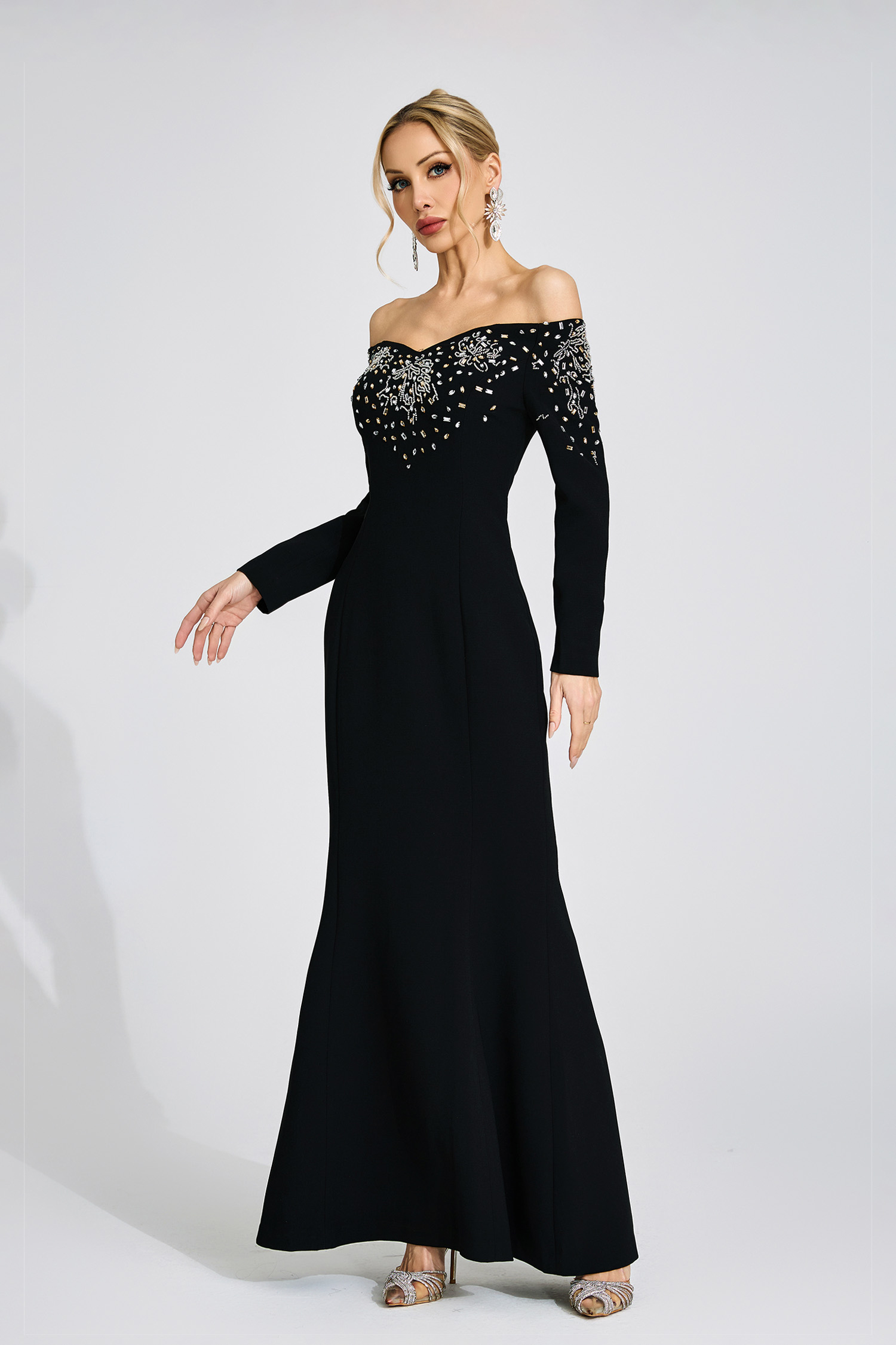 Lowri Black Off-Shoulder Maxi Dress
