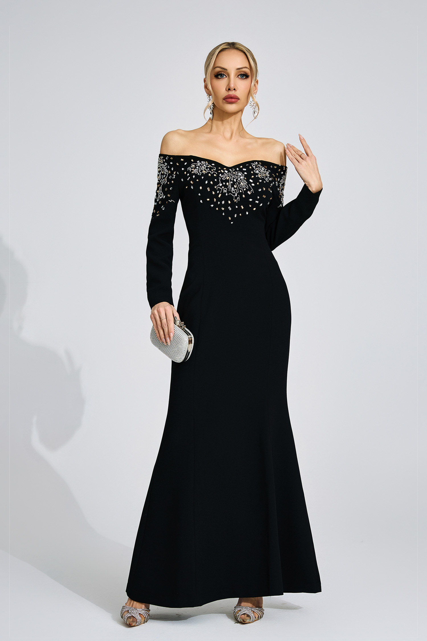 Lowri Black Off-Shoulder Maxi Dress