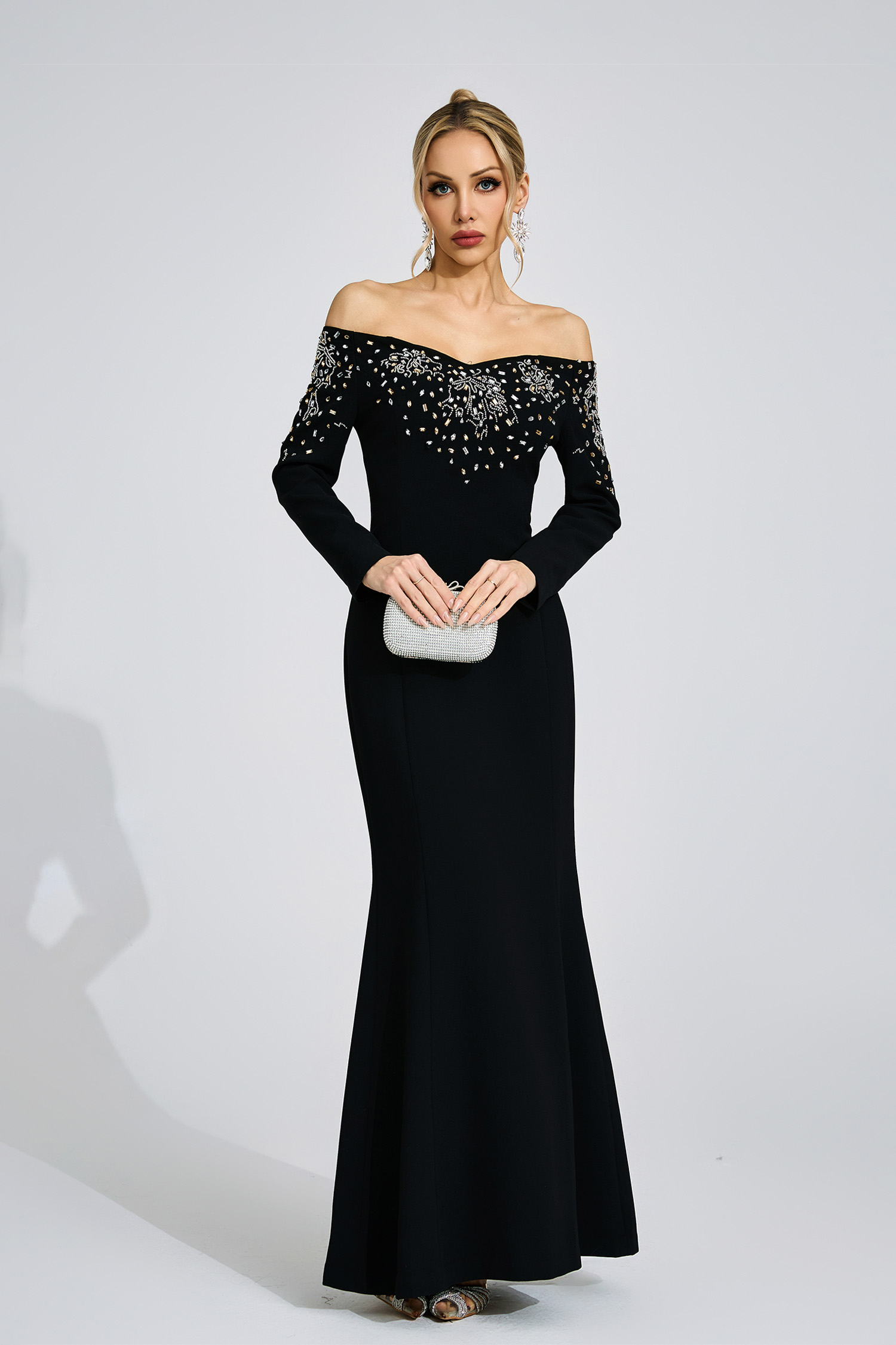 Lowri Black Off-Shoulder Maxi Dress