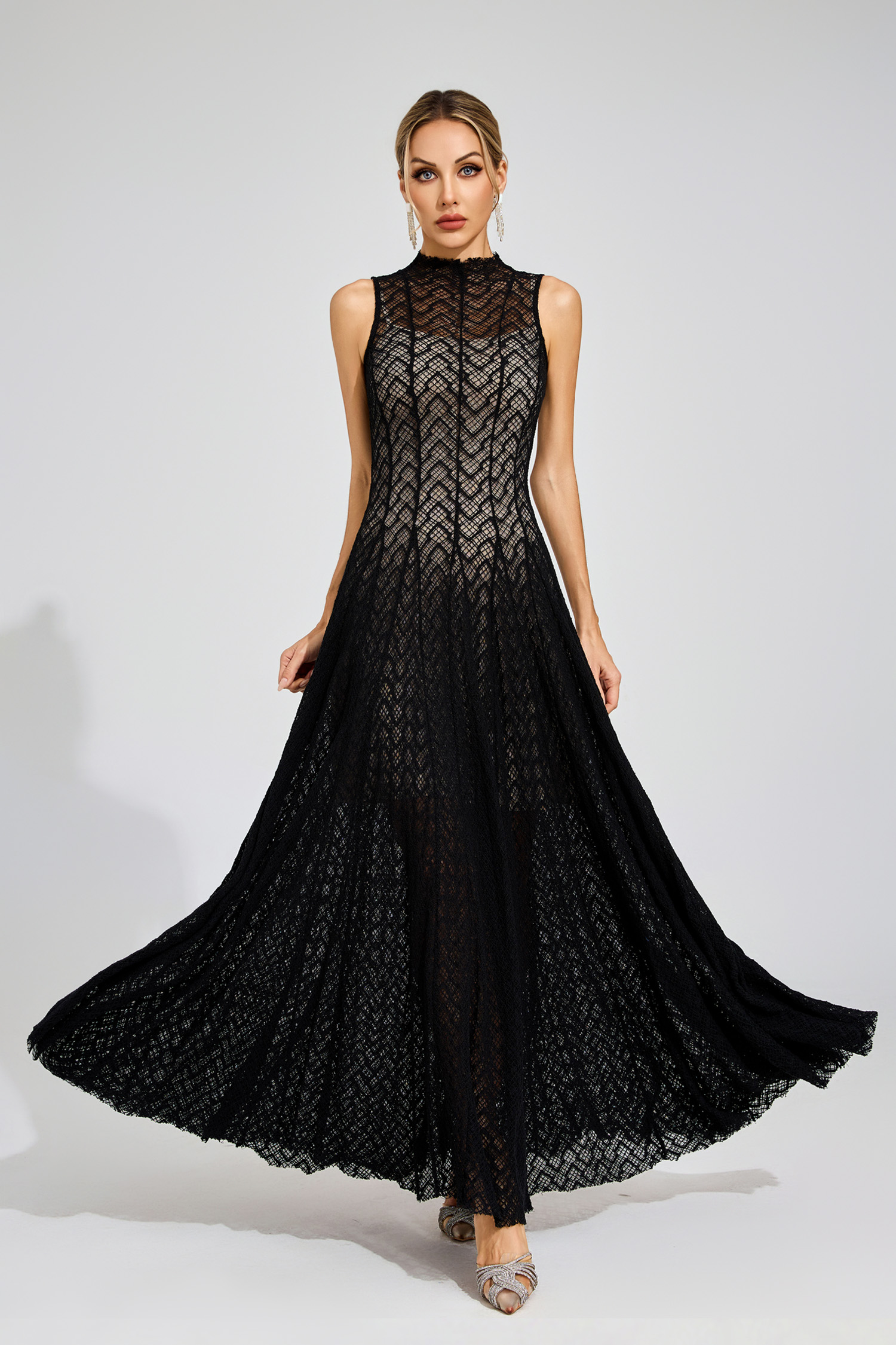 Lucas Black Lace Sleeveless Dress
