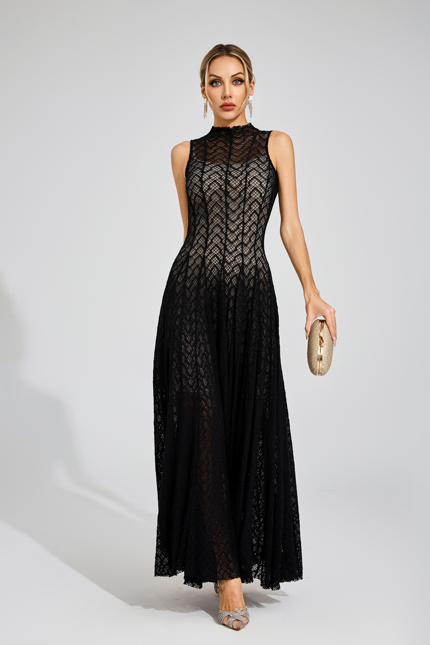 Lucas Black Lace Sleeveless Dress