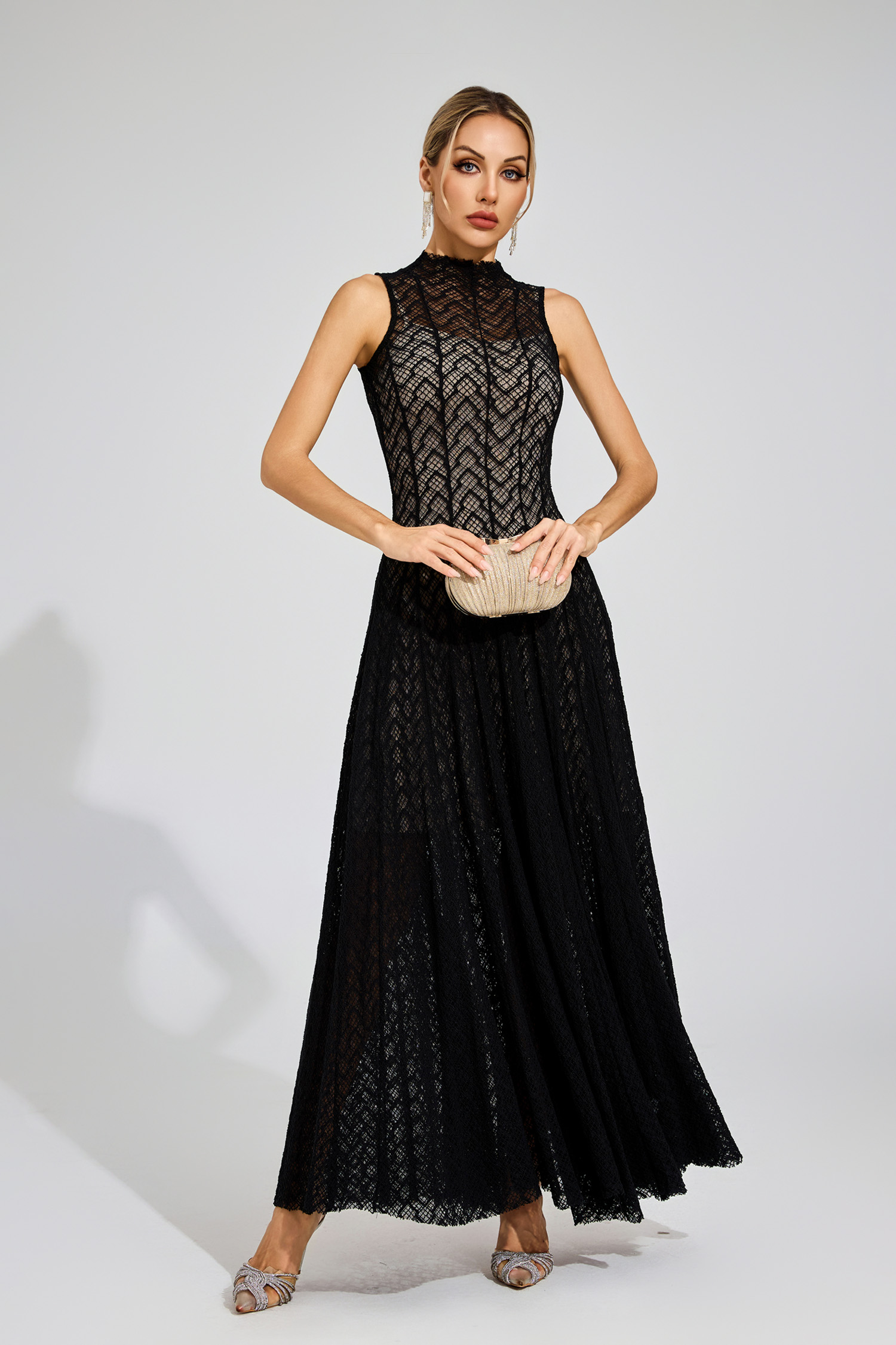 Lucas Black Lace Sleeveless Dress