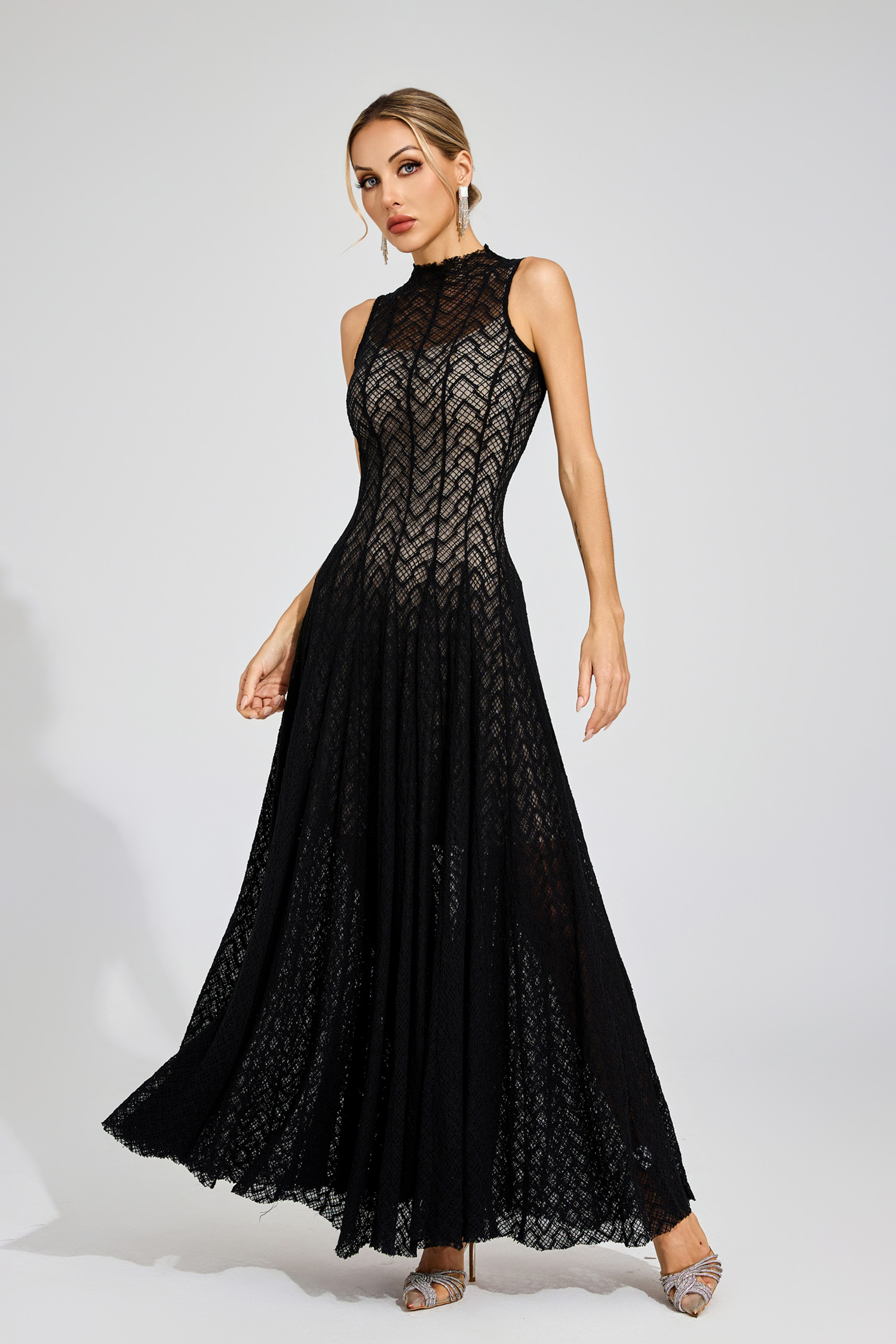 Lucas Black Lace Sleeveless Dress