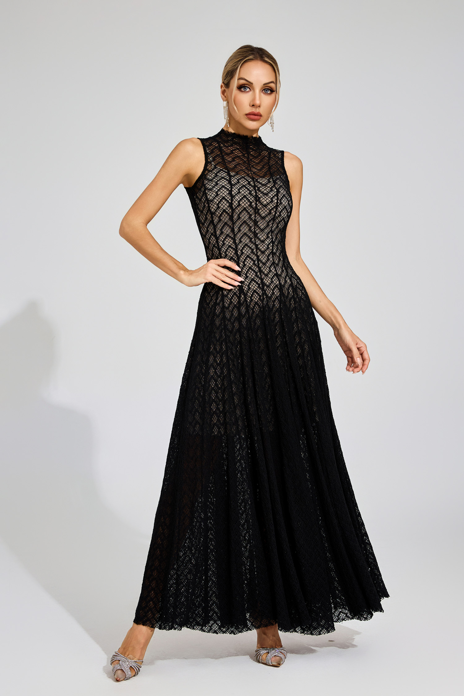 Lucas Black Lace Sleeveless Dress