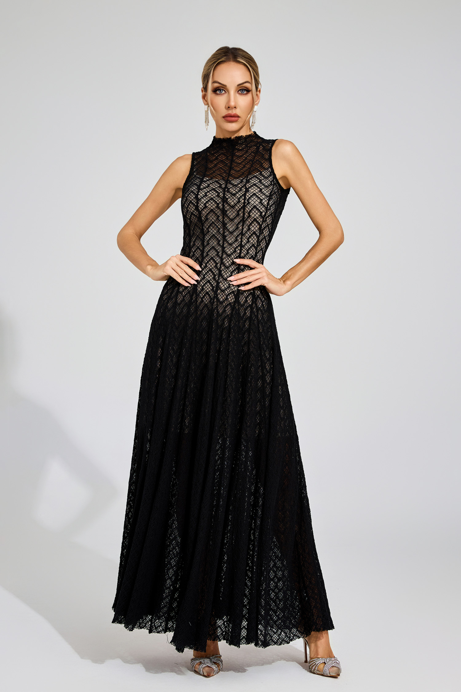 Lucas Black Lace Sleeveless Dress