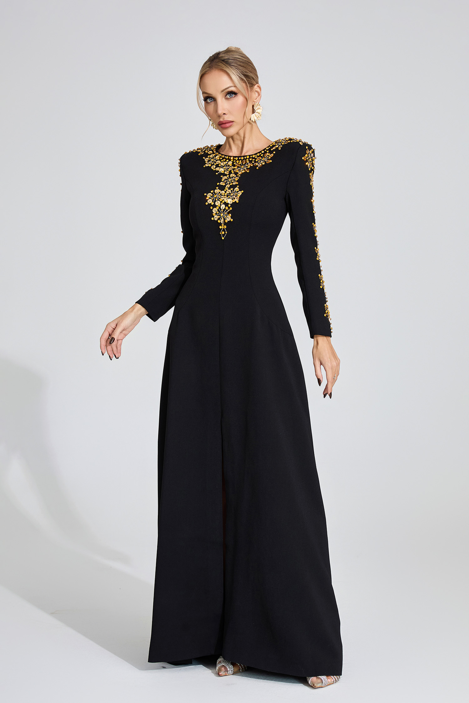 Lucinda Black Diamond Maxi Dress