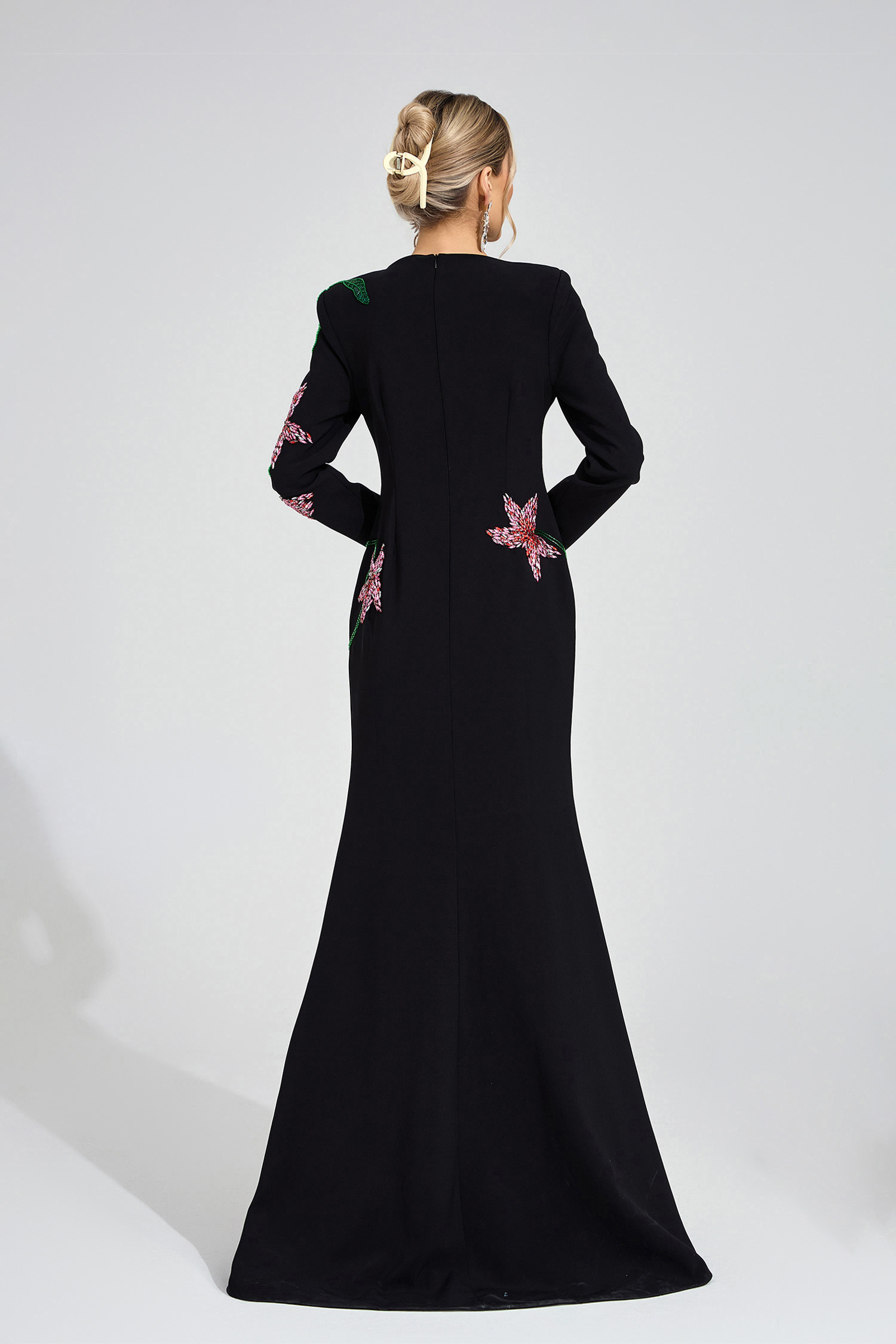 Luxe Black Floral Maxi Dress